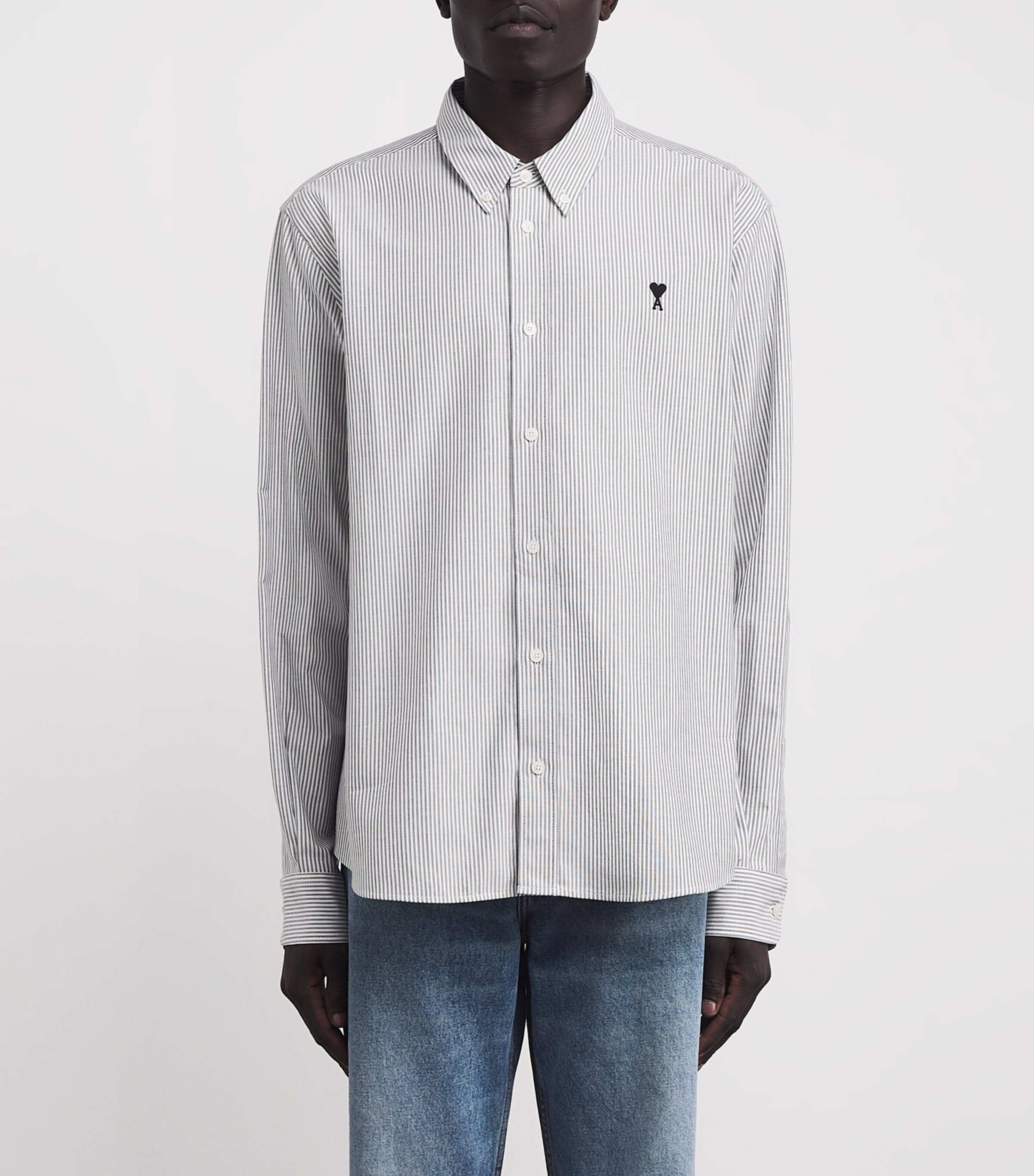 Cotton Stripe Shirt 039 - NOIR / BLANC NATUREL Image 3