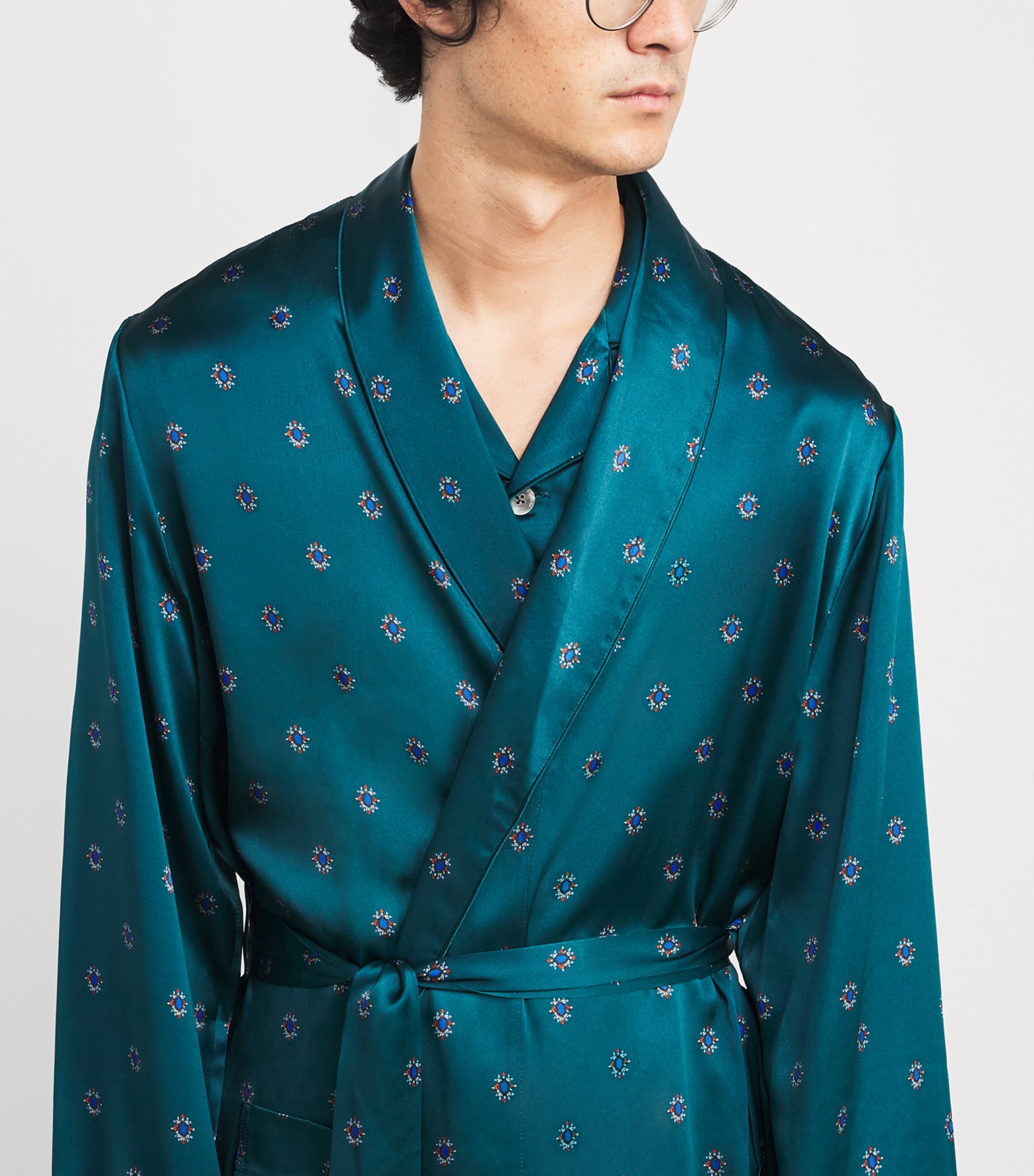 Silk Jewel Print Night Robe MULTI Image 4
