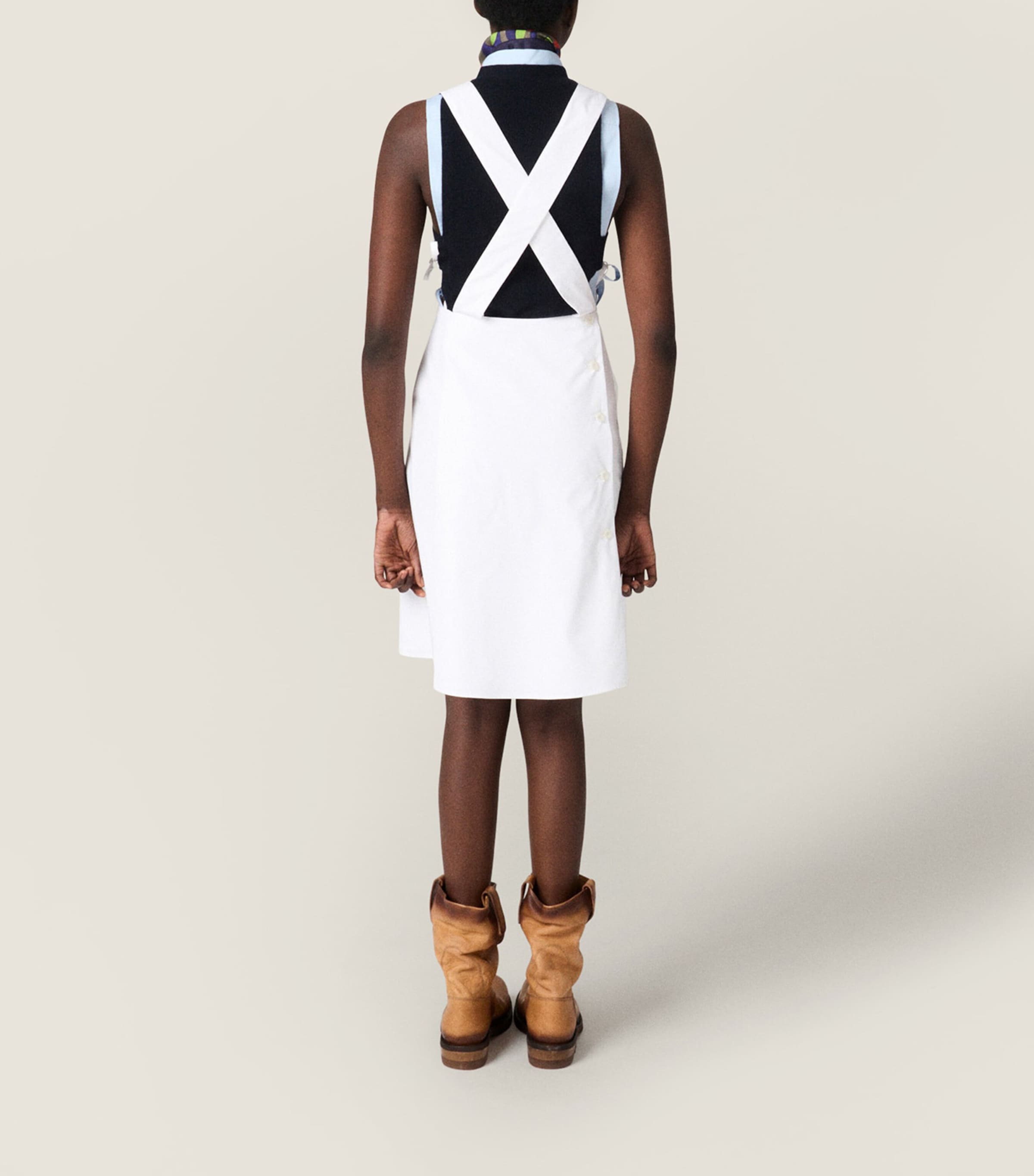 Miu Miu Womens Cotton Poplin Apron Mini Dress Image 3