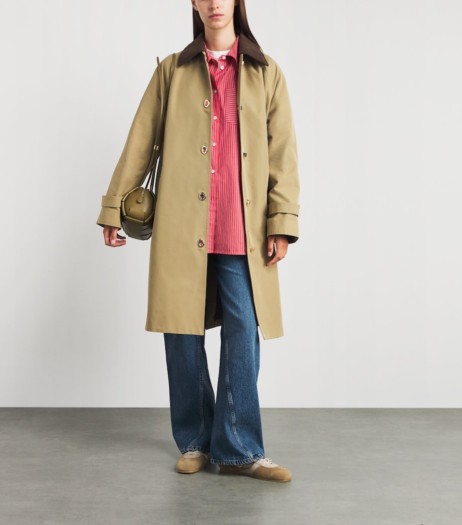 Claudie Pierlot Womens Velvet-Collar Trench Coat Beige Image 2