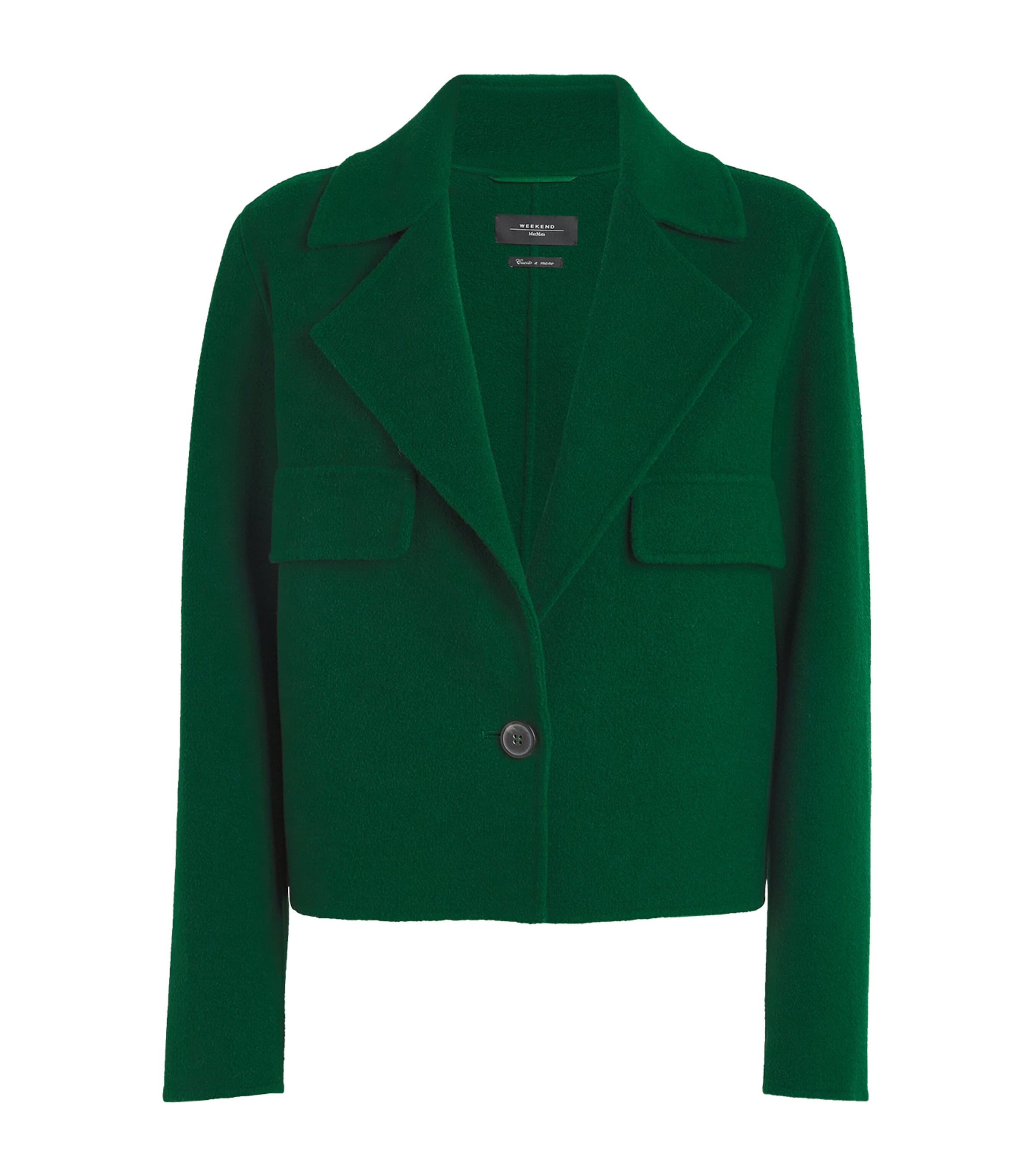 Shop Weekend Max Mara Virgin Wool Short Jacket In Green