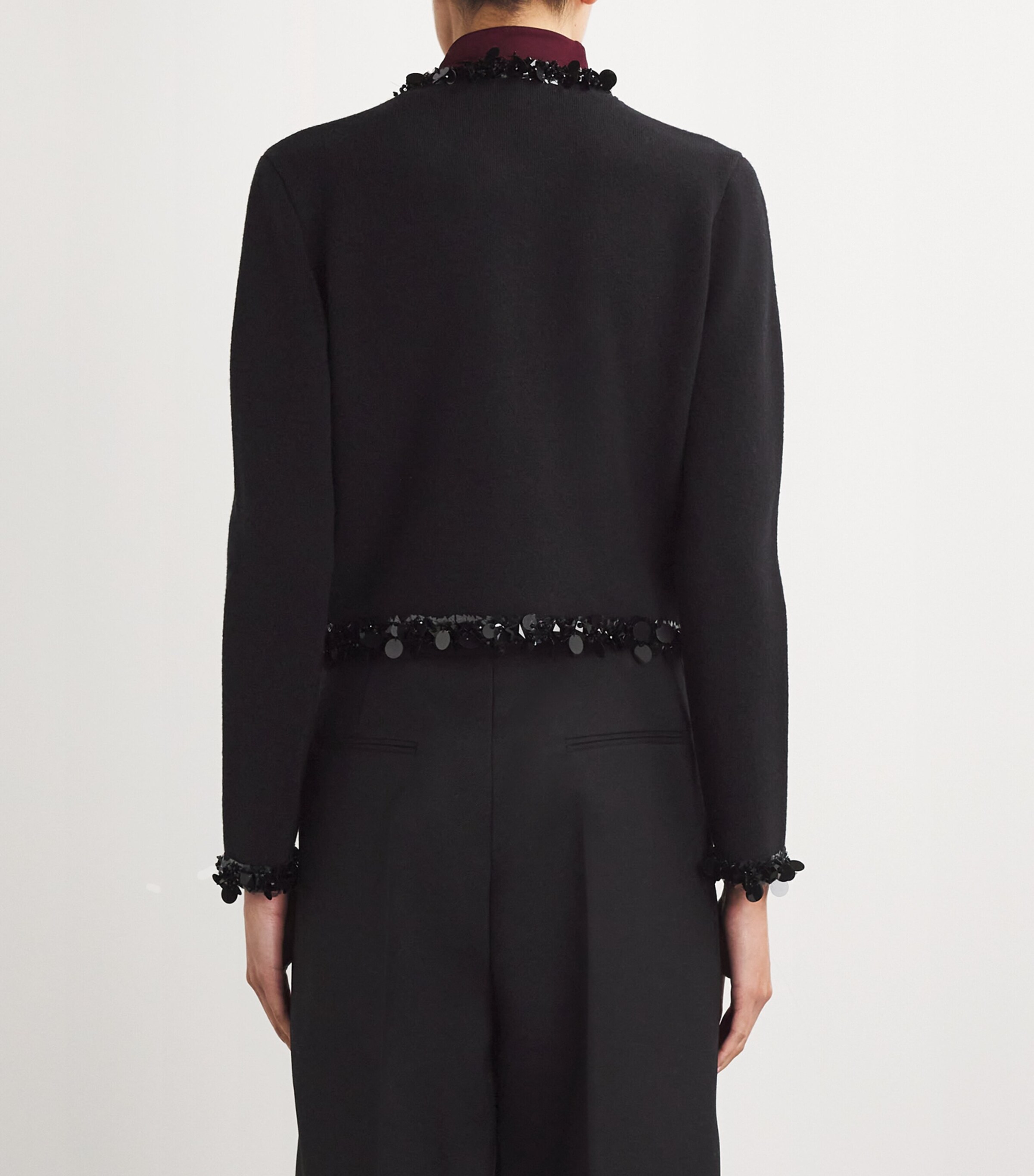 Tory Burch Womens Embellished Kendra Cardigan Black Image 4