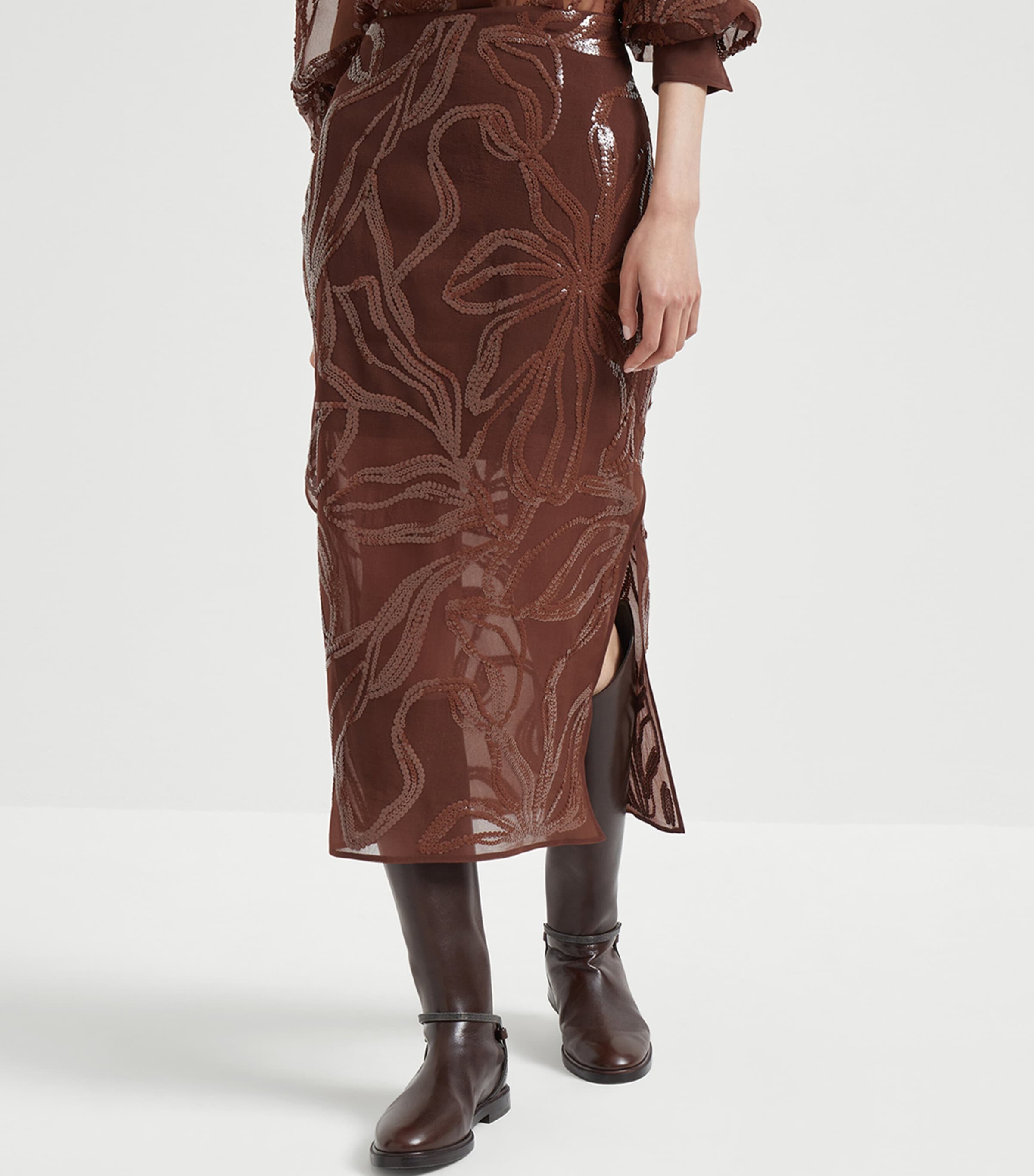 Silk Embellished Midi Skirt C4193 Image 3