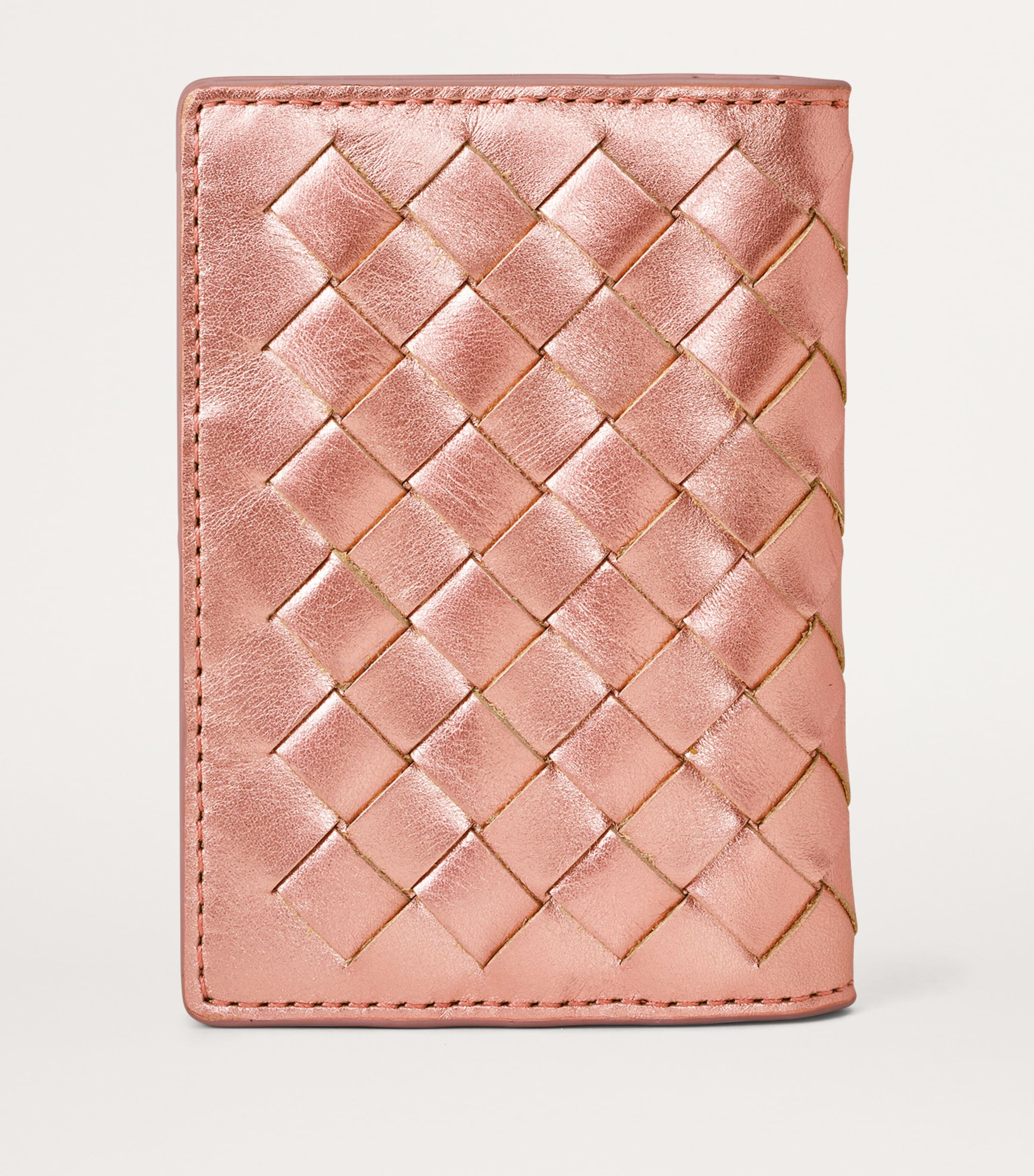 Leather Double Fold Card Holder BLUSHPINK METALLIC Image 3