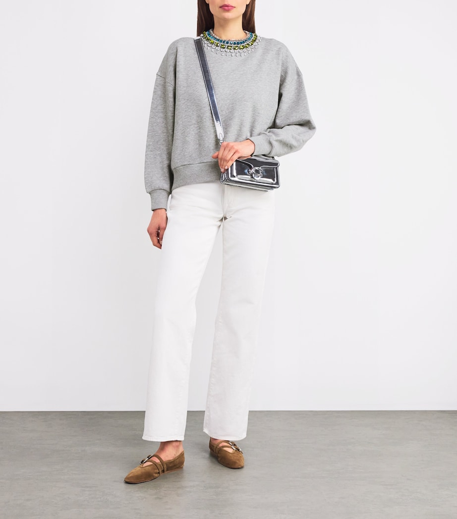 Cinq A Sept Womens Embellished Brandy Sweatshirt Heather Grey/multi Image 2