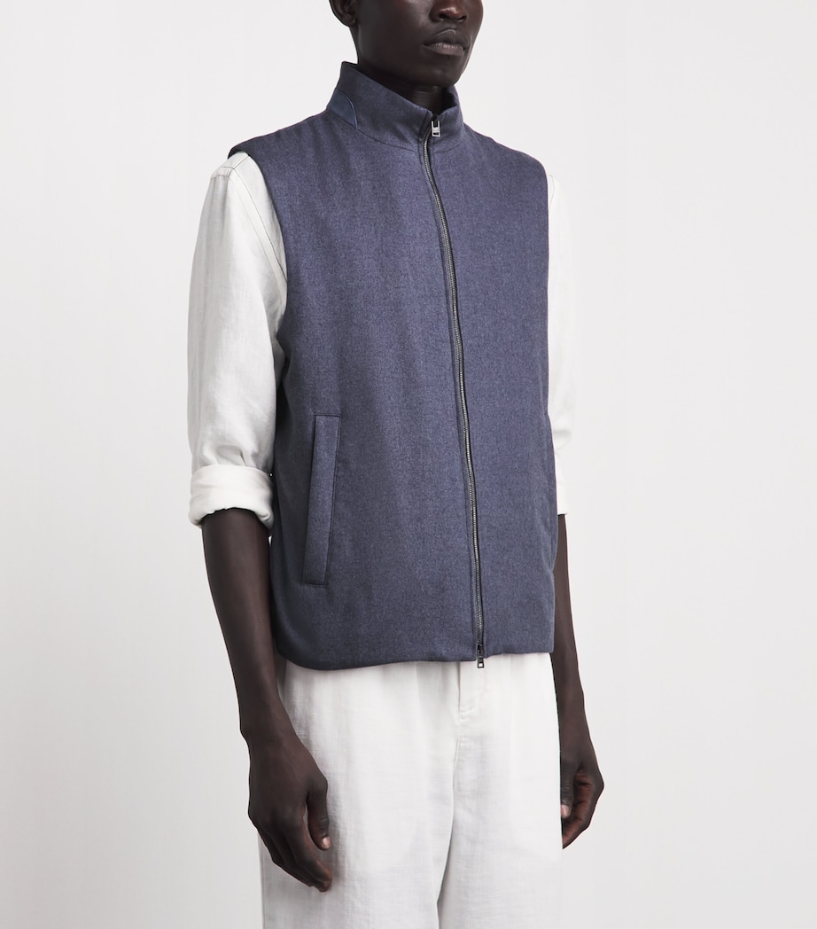 Herno Mens Silk-Cashmere Gilet Azzurro Denim Image 4