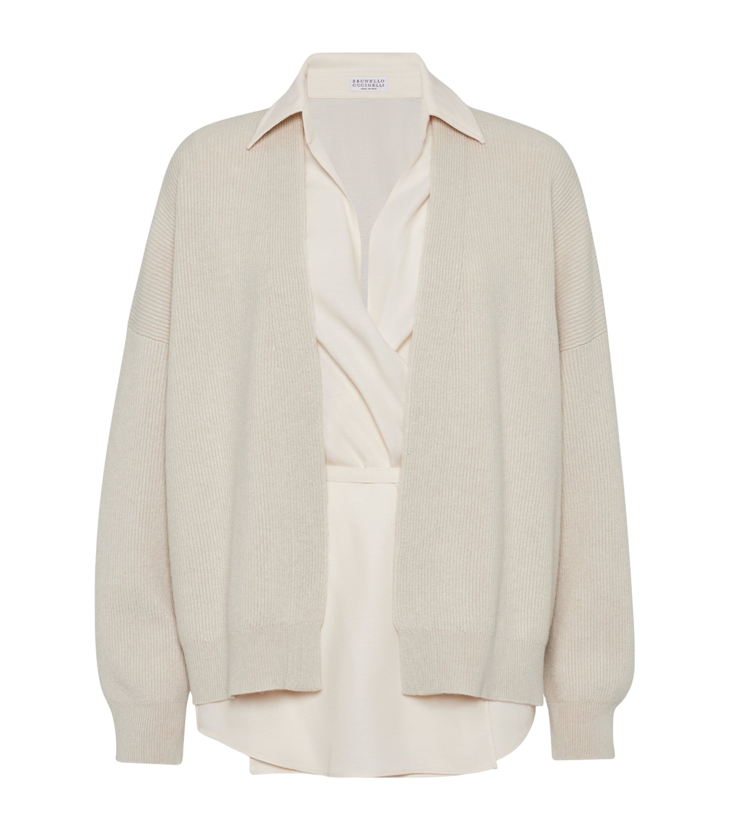 Brunello Cucinelli Cashmere Removable-blouse Cardigan In Neutral