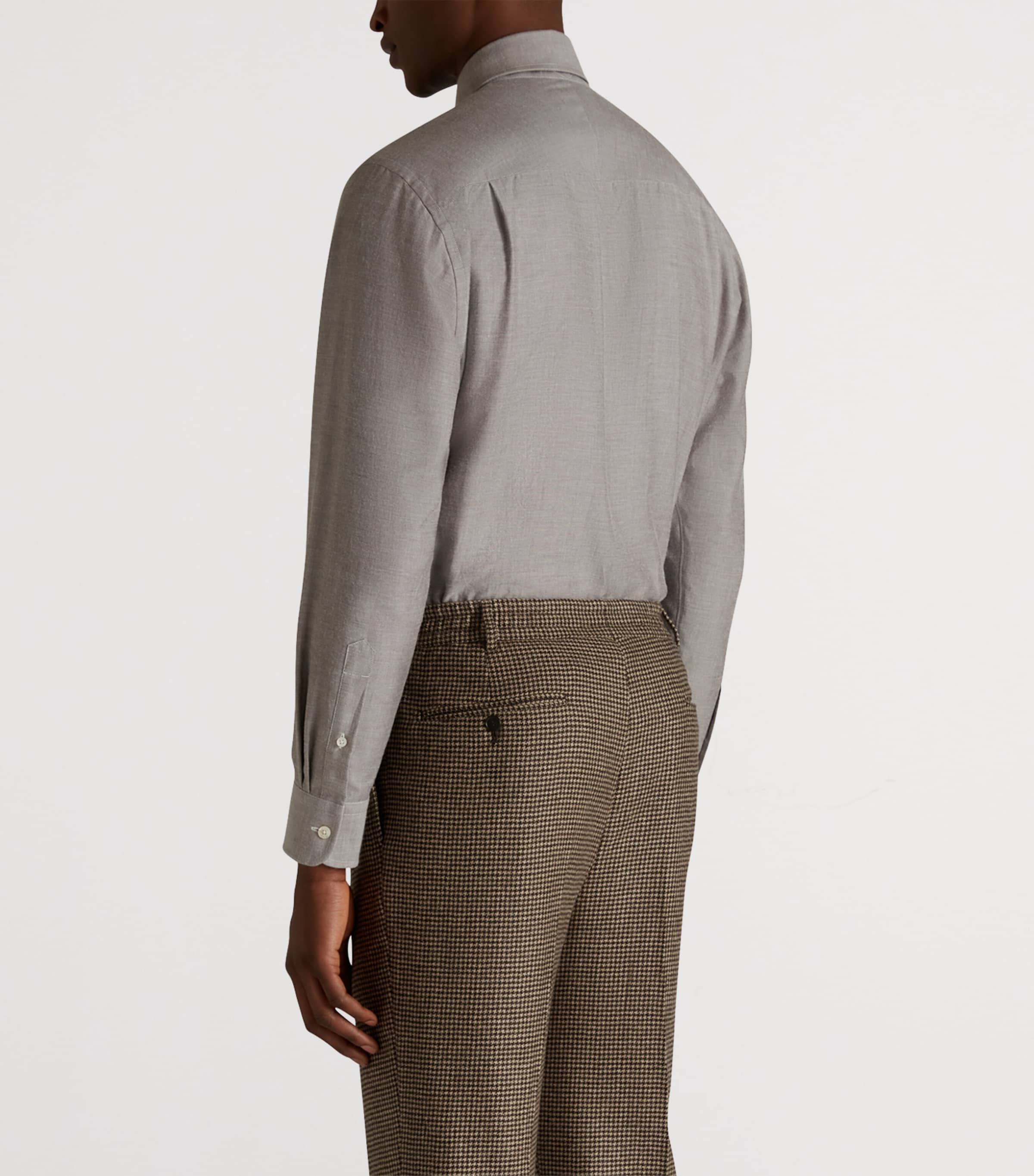 Cotton-Cashmere Oxford Shirt 201BROWN Image 4