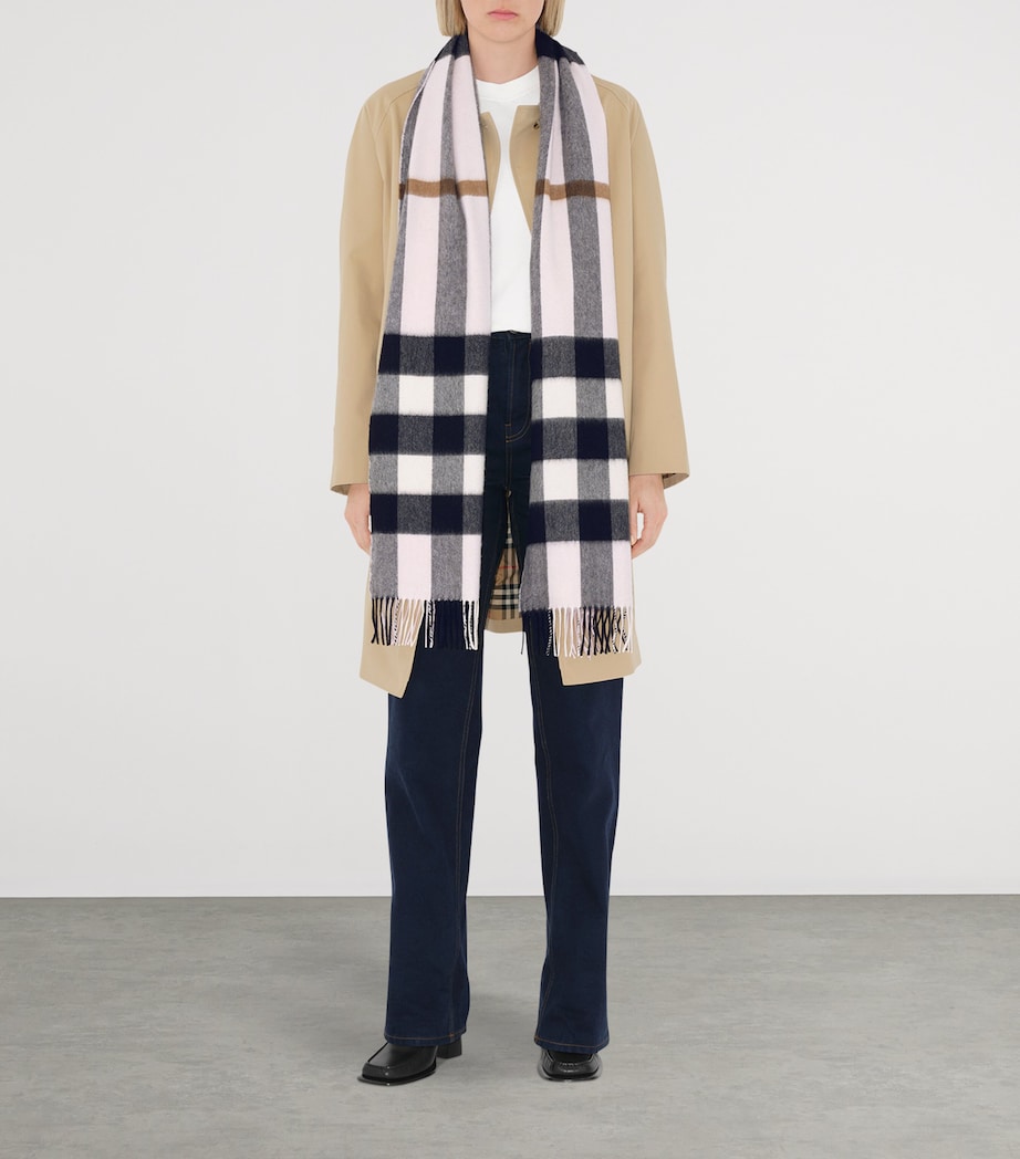 Cashmere Check Scarf PALE CANDY PINK Image 4