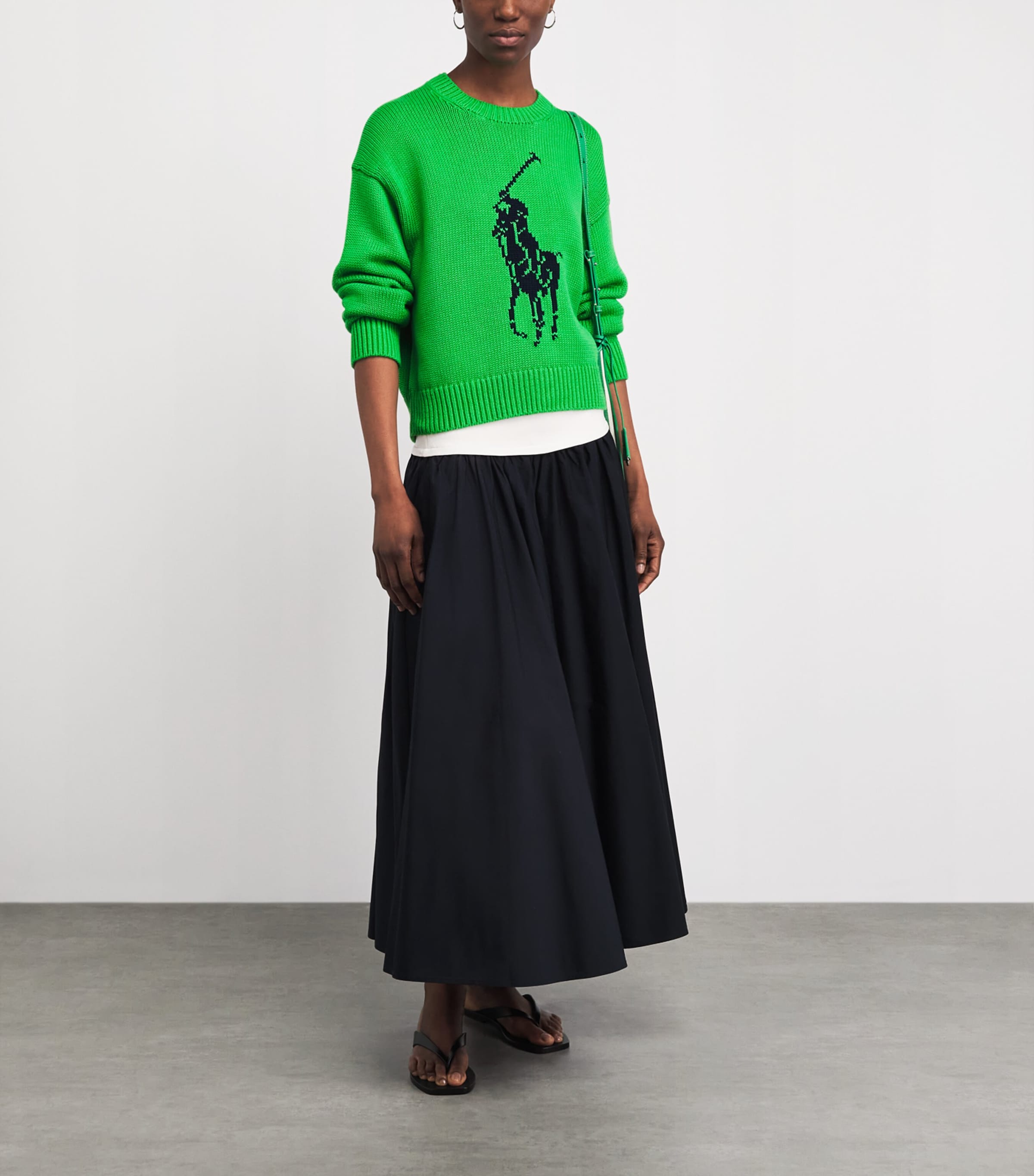 Polo Ralph Lauren Womens Cotton Big Pony Sweater Palm Green Image 2