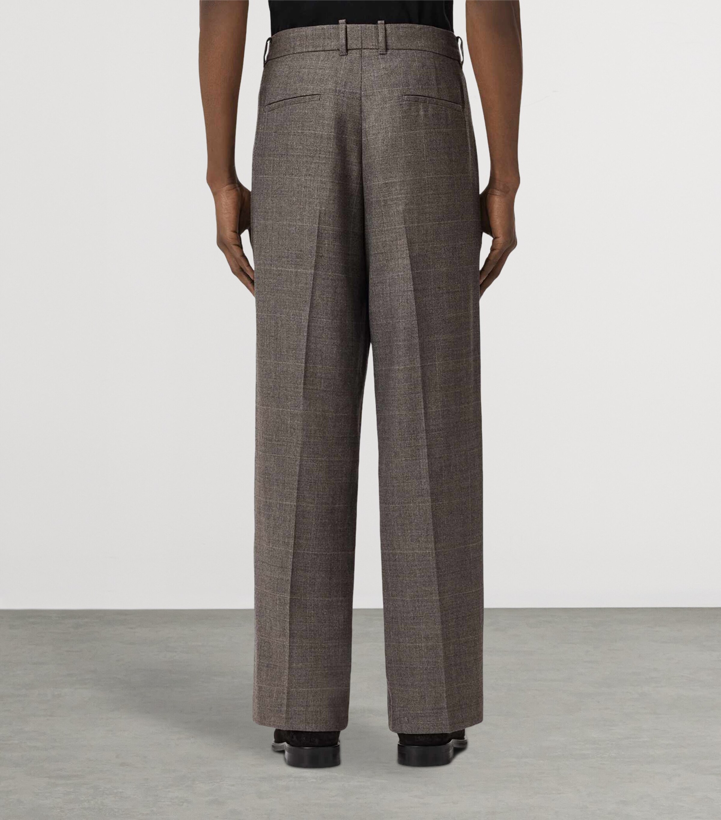 Wool-Blend Check Clover Trousers FEATHER TAUPE Image 5