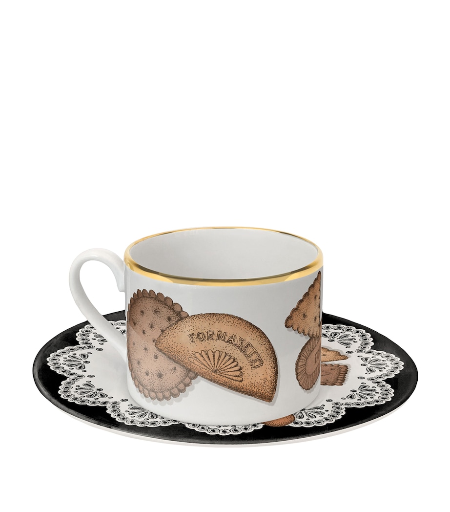 175 Anniversary Edition Set of 6 Porcelain Biscotti Teacups and Saucers MULTI Image 2