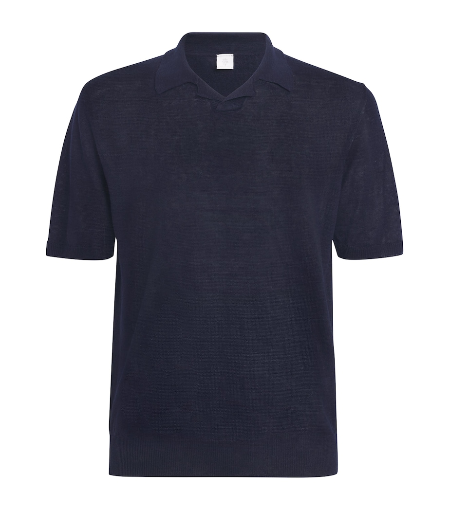 Linen Polo Shirt BLU Image 1