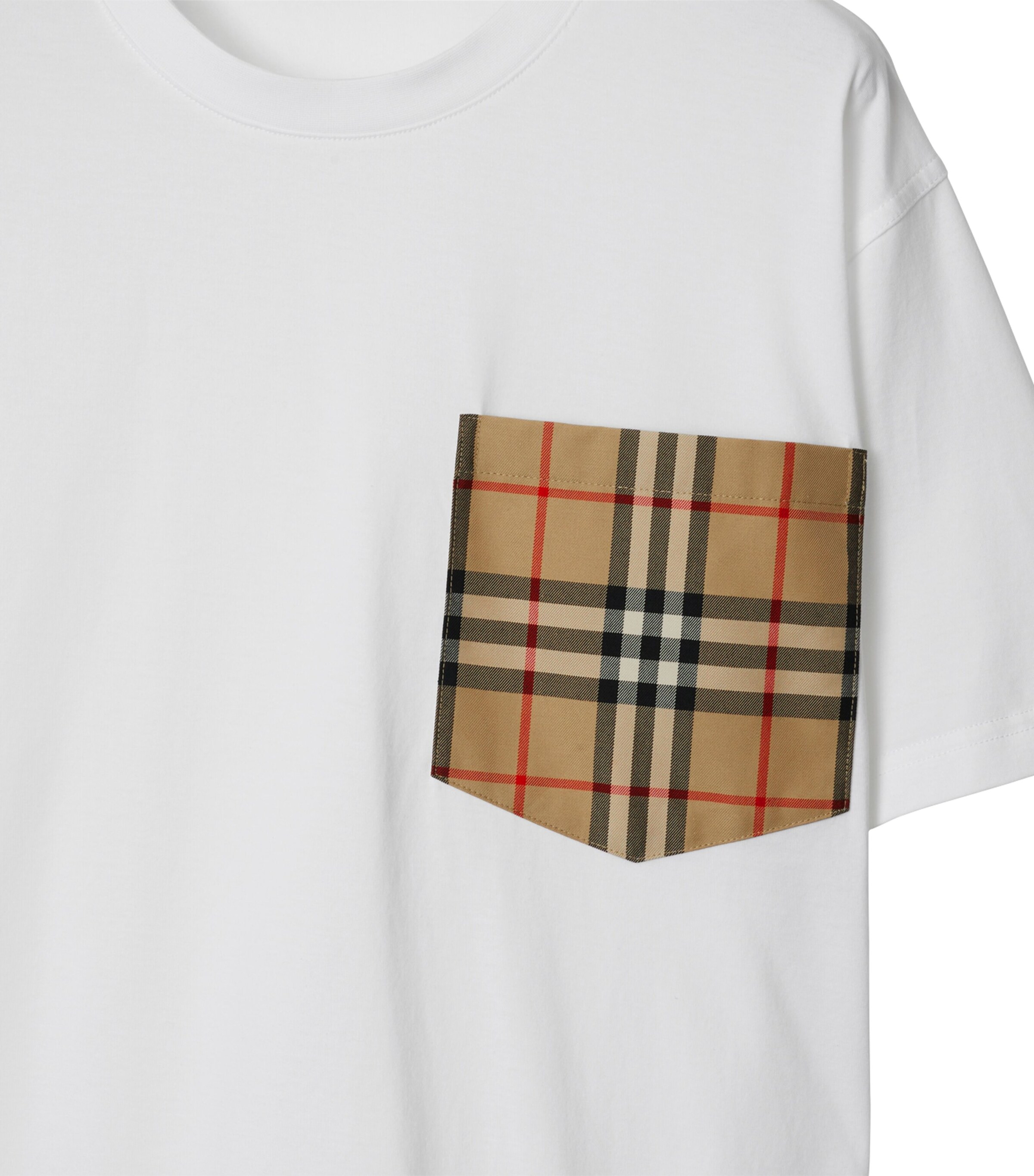 Cotton Check Pocket T-Shirt WHITE Image 6