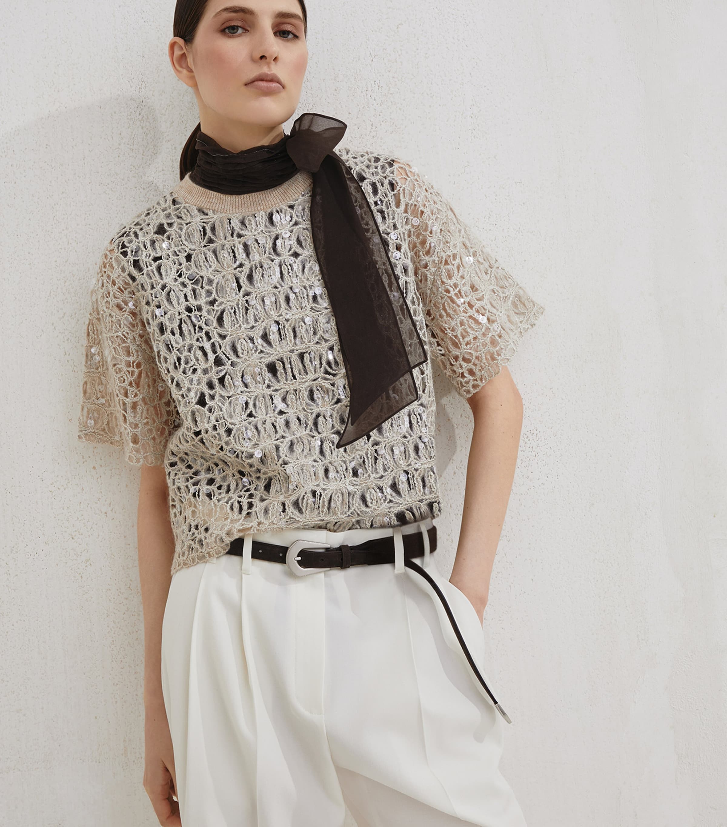 Open-Weave Embellished Sweater CRI71 Image 5