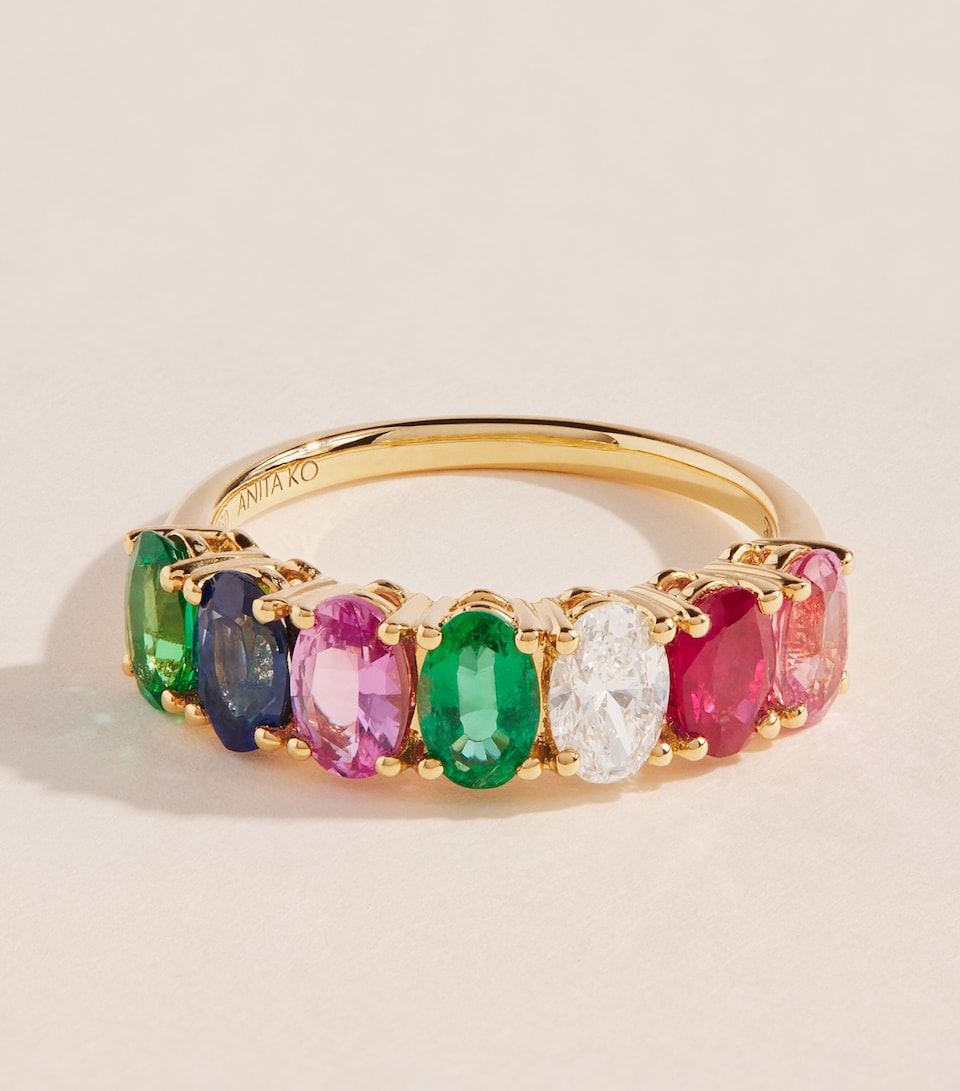 Anita Ko Yellow Gold, Diamond, Emerald, Ruby and Sapphire Ring Yellow Gold