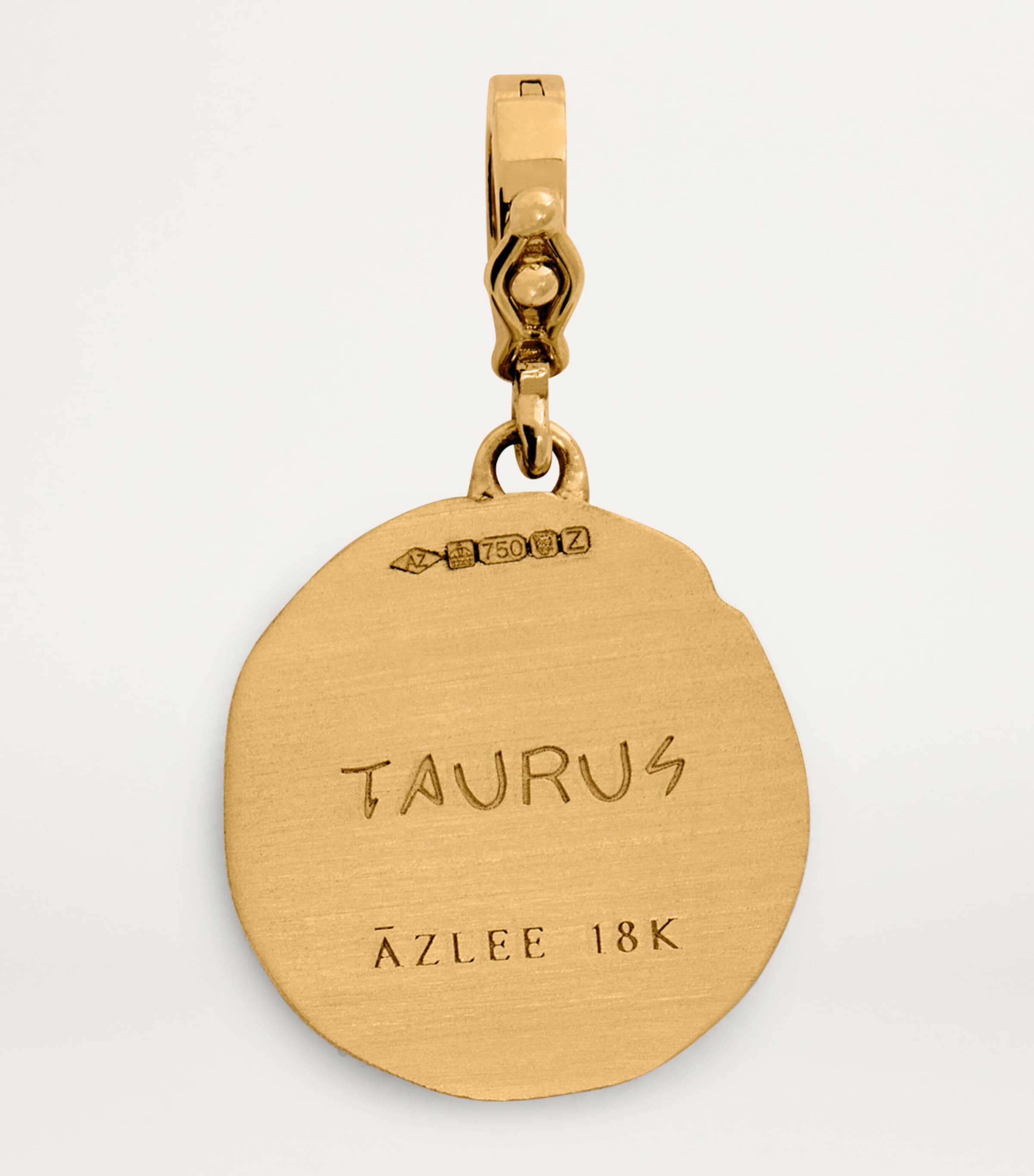 Azlee Small Yellow Gold and Diamond Taurus Coin Charm Yellow Gold Image 3