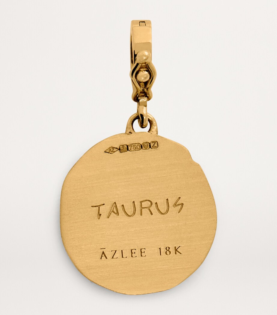 Azlee Small Yellow Gold and Diamond Taurus Coin Charm Yellow Gold Image 3