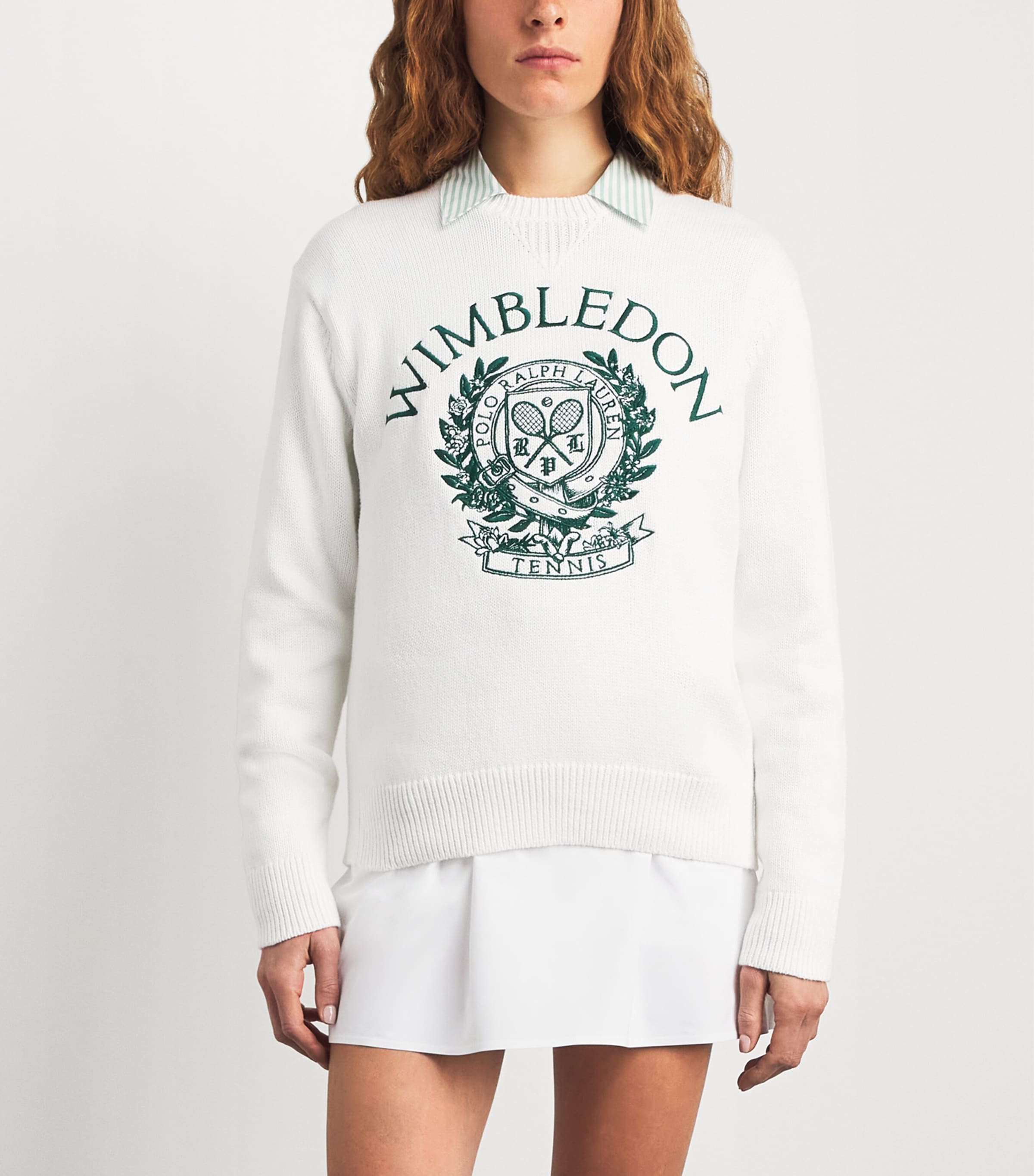Polo Ralph Lauren Womens x Wimbledon Crew-Neck Sweater Ceramic White Image 4