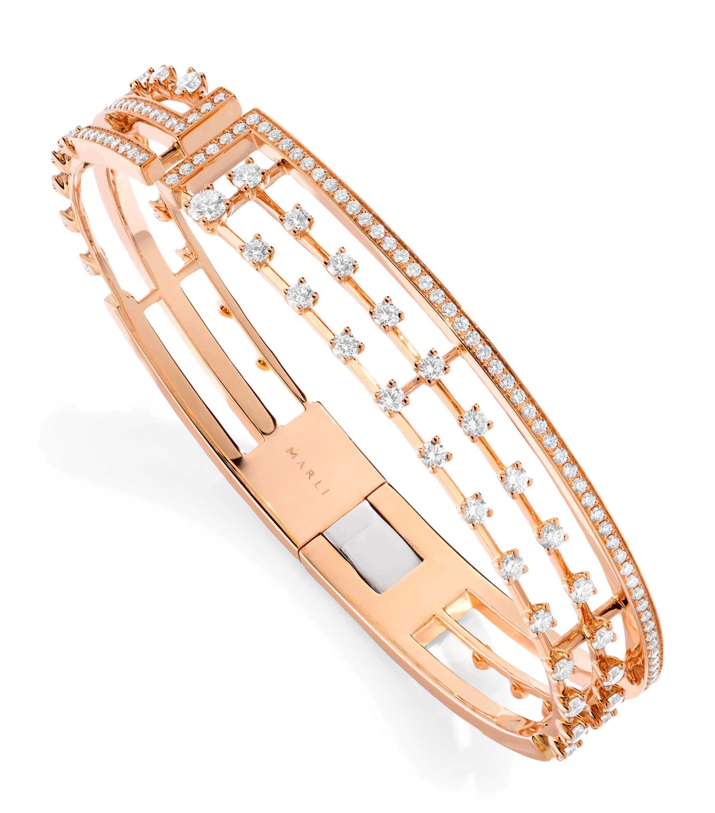 Marli New York Small Rose Gold And Diamond Avenues Bangle In Metallic