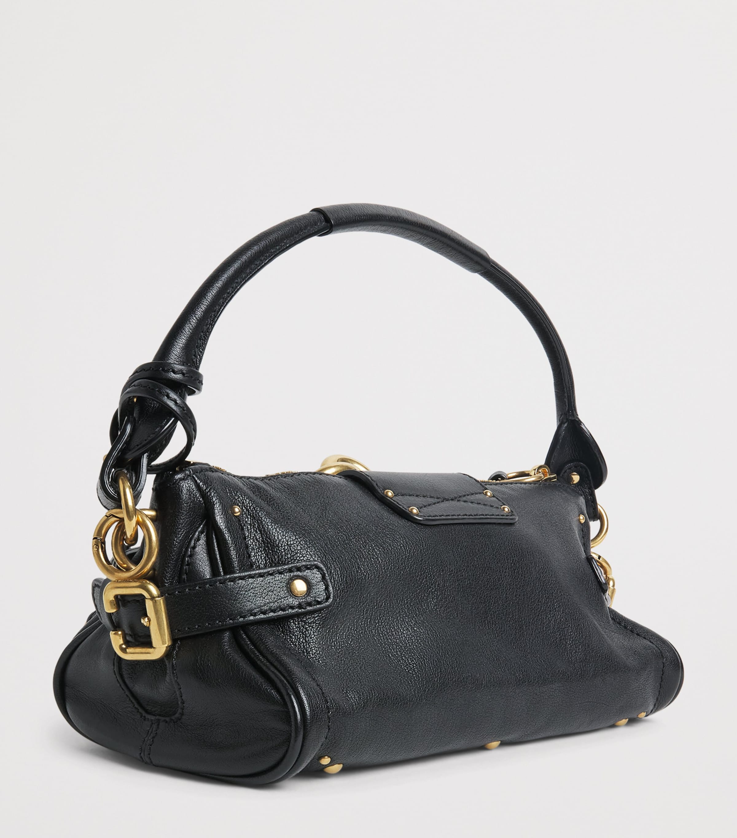 Chloé Small Leather Paddington Top-Handle Bag Black Image 2