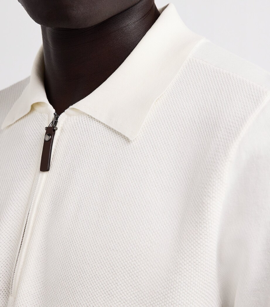 Canali Mens Cotton Zip-Up Polo Shirt Image 6