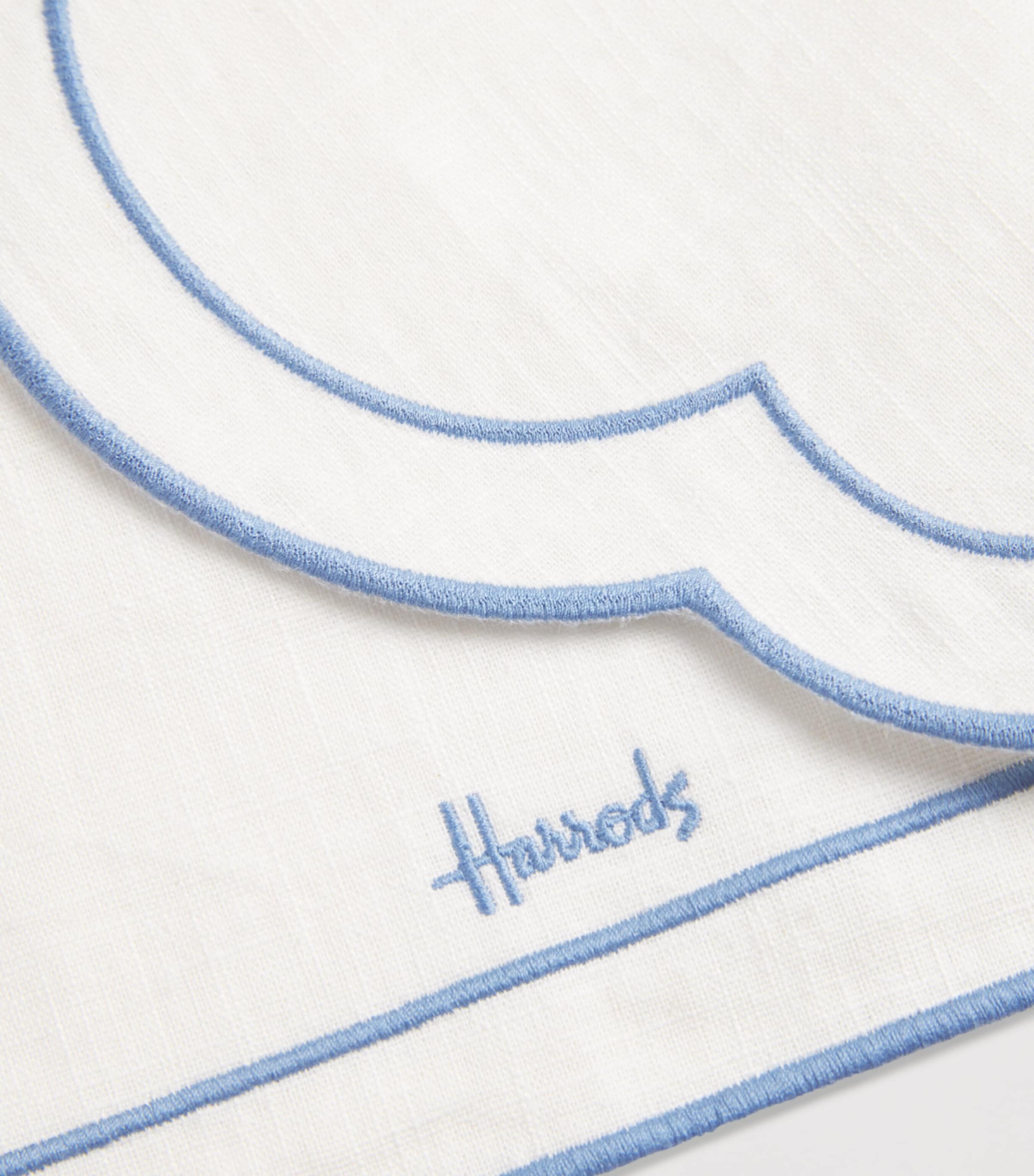 Harrods Linen Embroidered Placemat Blue Image 2