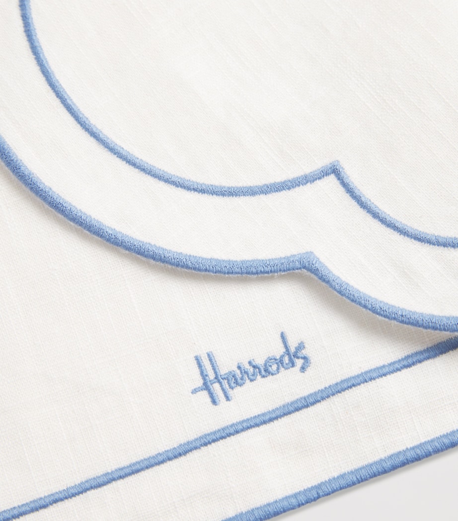 Harrods Linen Embroidered Placemat Blue Image 2