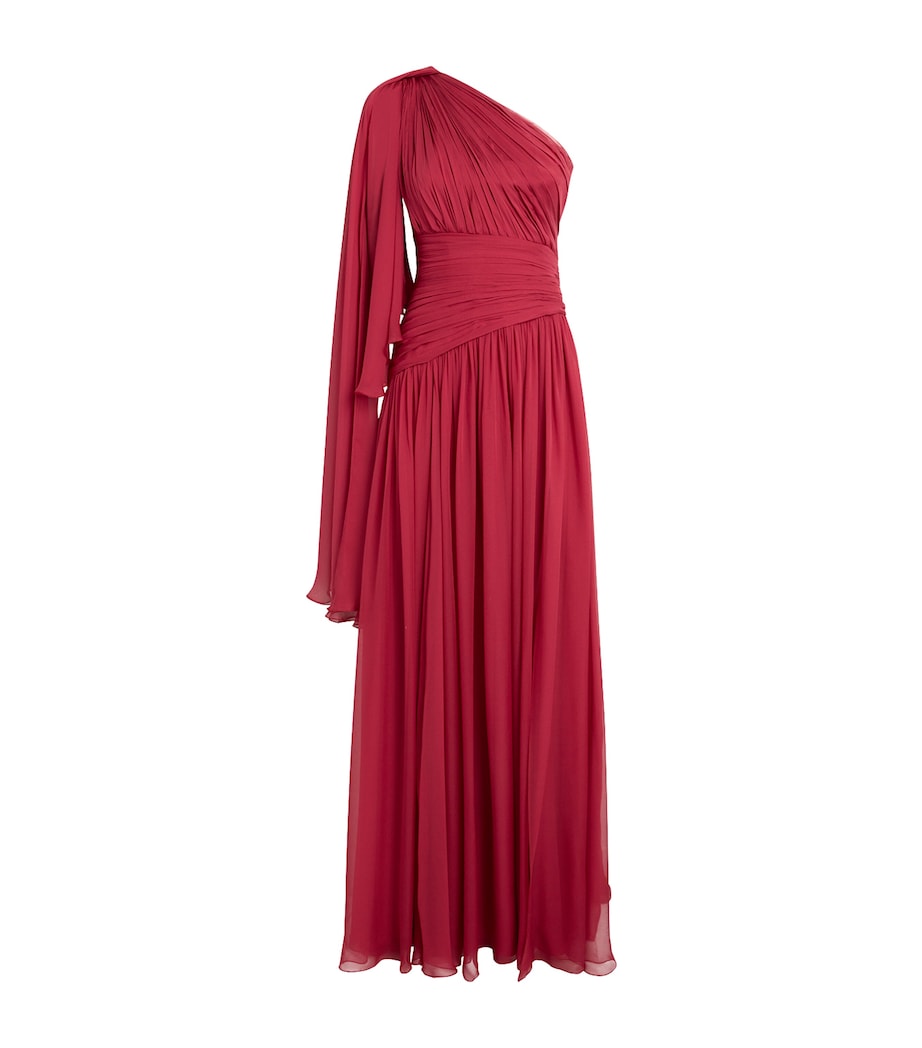 Zuhair Murad Womens Silk Cape Maxi Dress Rio Red Image 1