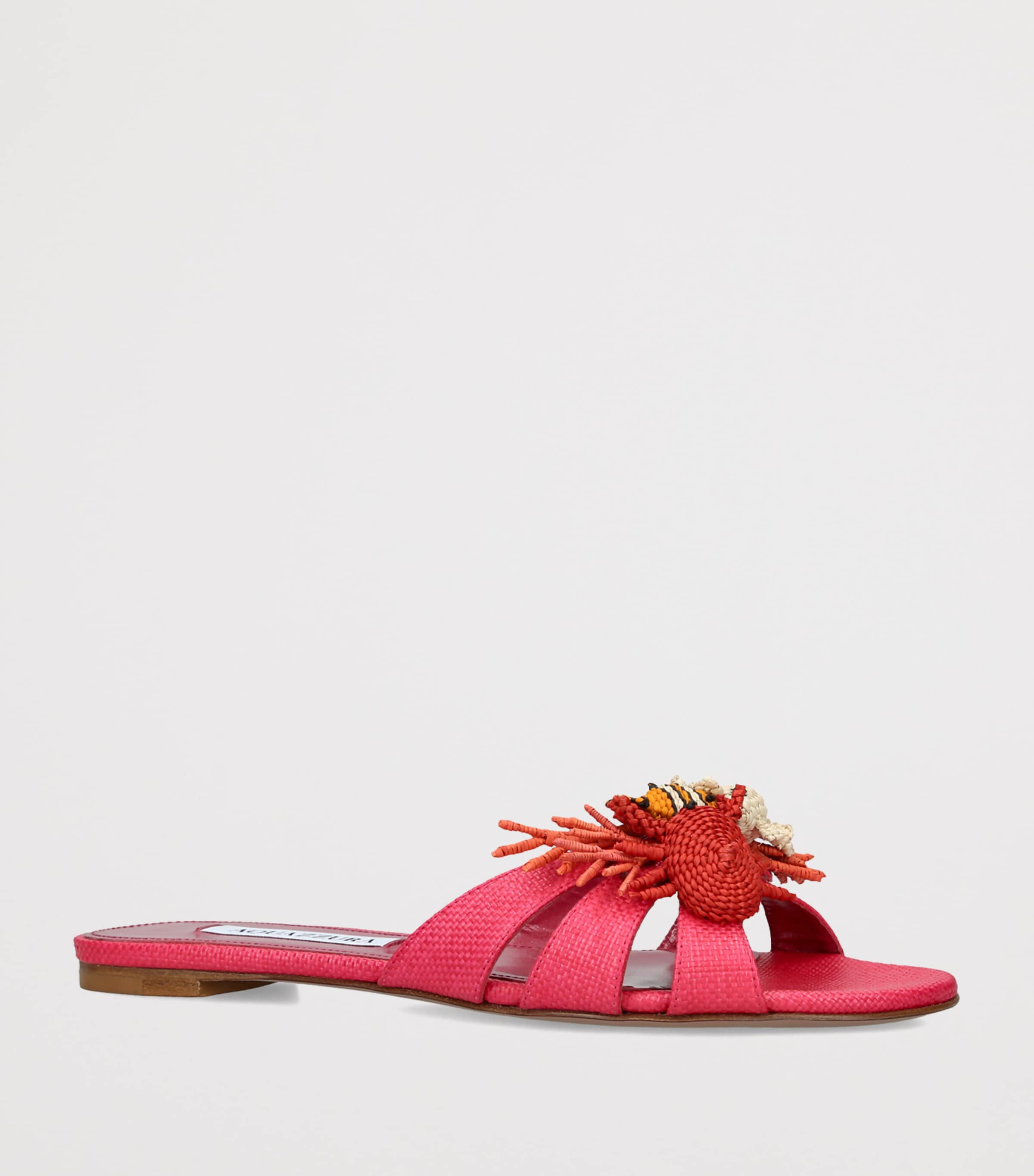 Aquazzura Raffia Marea Mules Pink Image 3