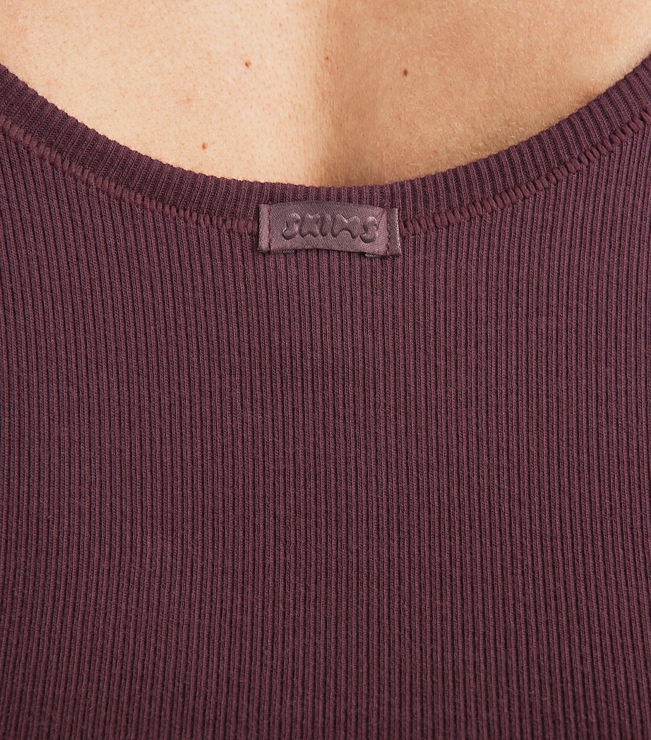 Skims Womens Cotton Ribbed Cropped Tank Top Currant Image 3