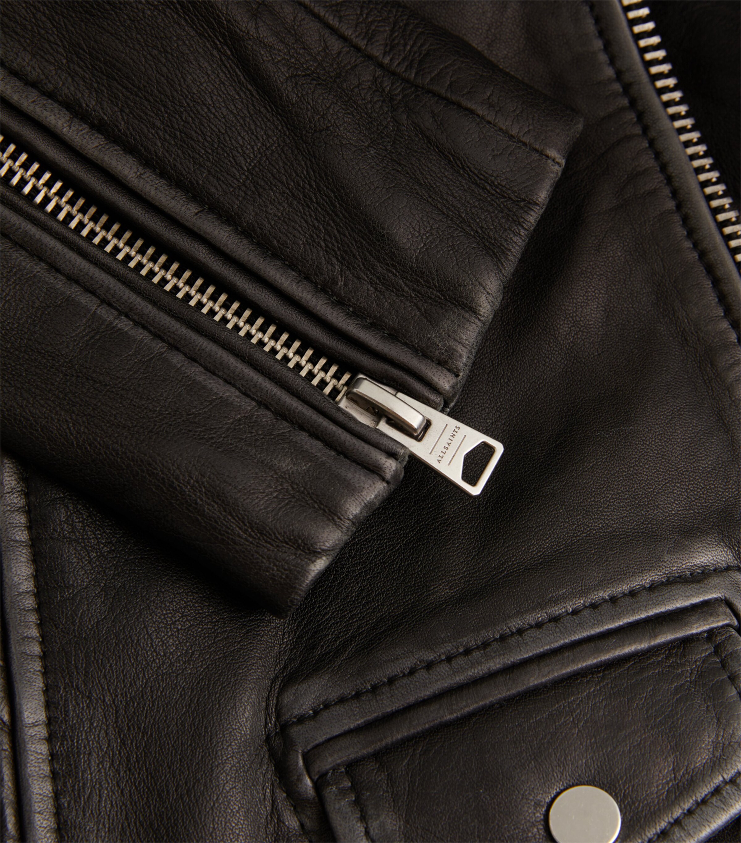 AllSaints Womens Leather Billie Biker Jacket Black Image 5