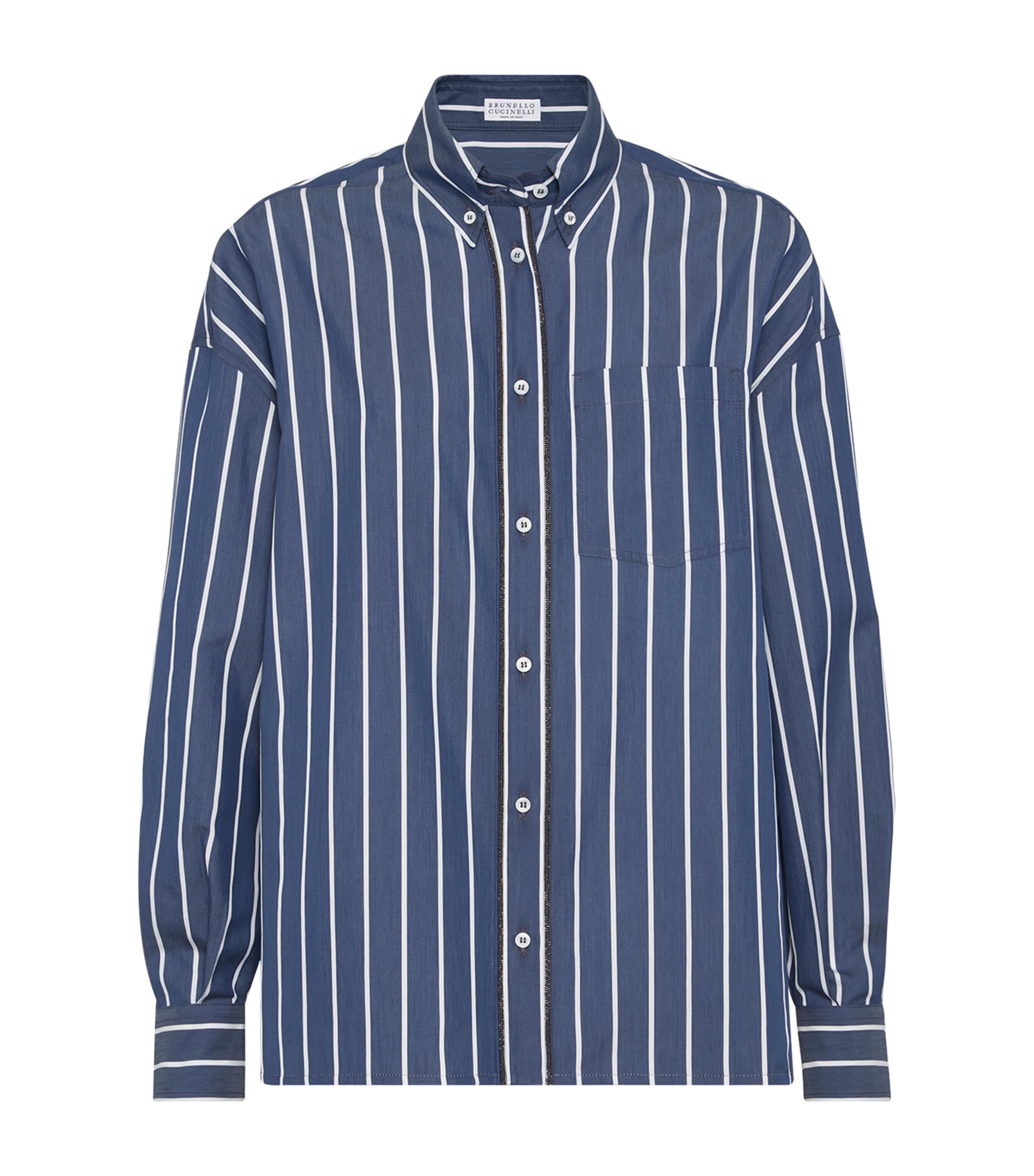 Brunello Cucinelli Striped Button-fastening Shirt In Blue