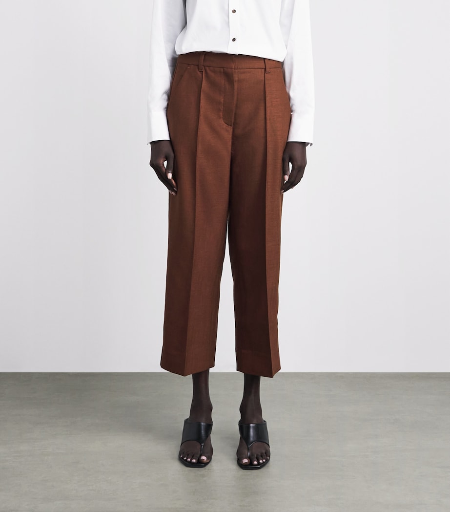 ME+EM Womens Wool-Blend Cropped Trousers Pecan Brown Image 4