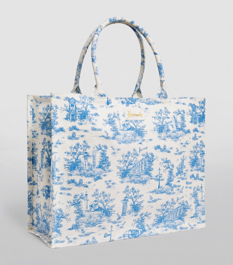 Harrods Toile Grocery Shopper Bag Blue Image 3
