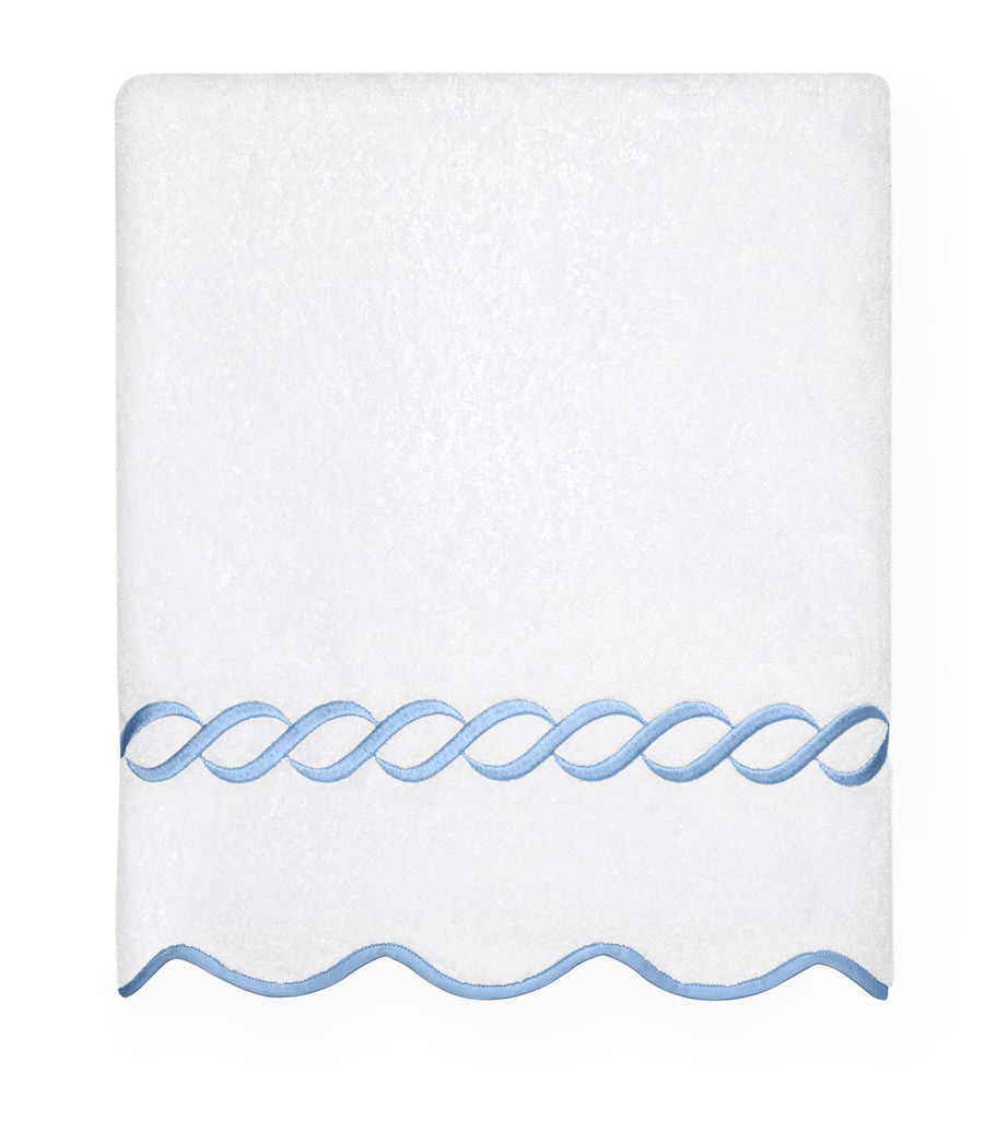Cotton Treccia Bath Towel (75cm x 150cm) WHT/MEDIUM BLUE Image 1