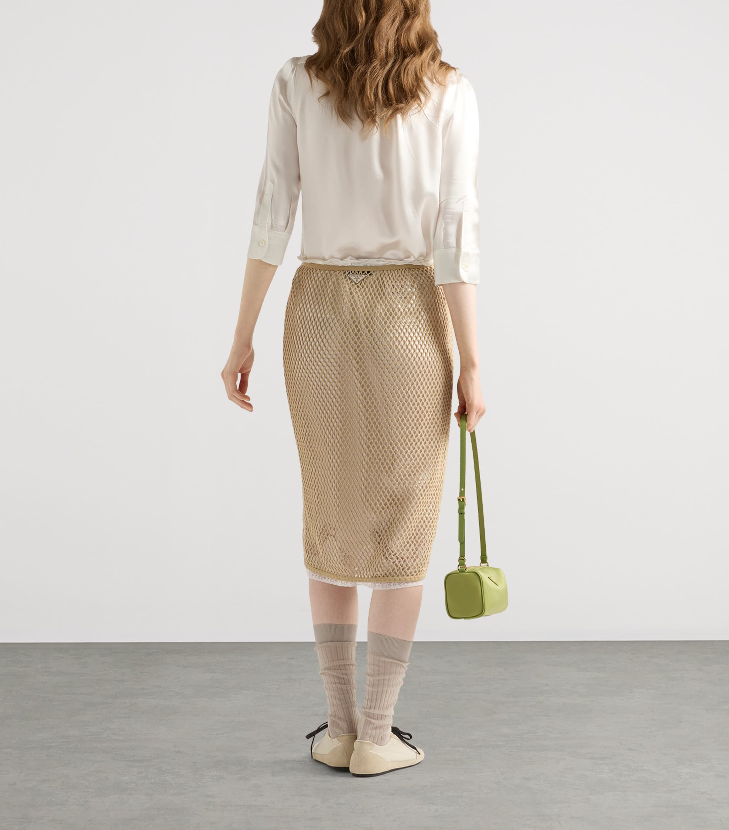 Cotton Mesh Midi Skirt F0065 Image 5