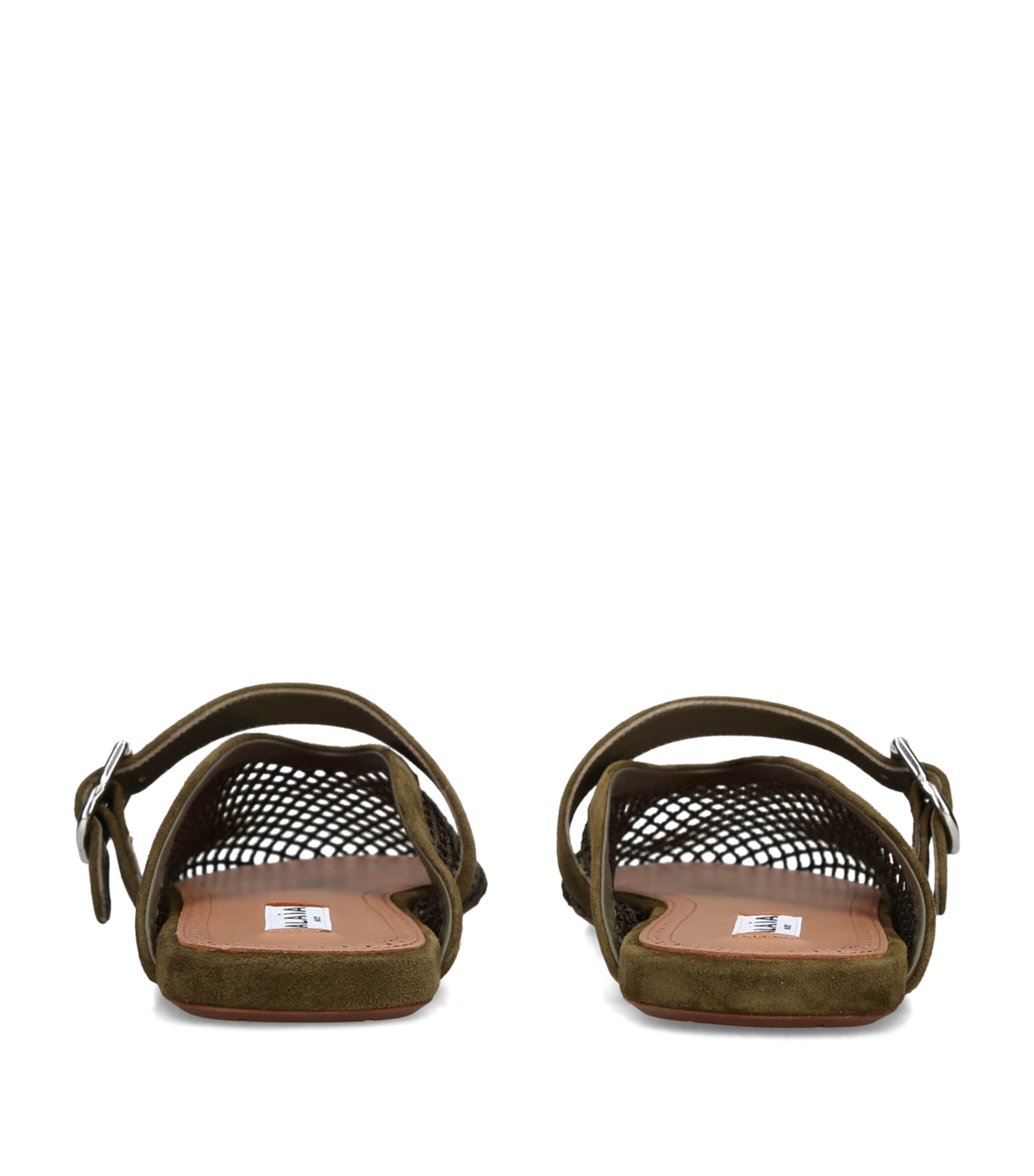 Alaïa Suede Fishnet Mules Khaki Image 2