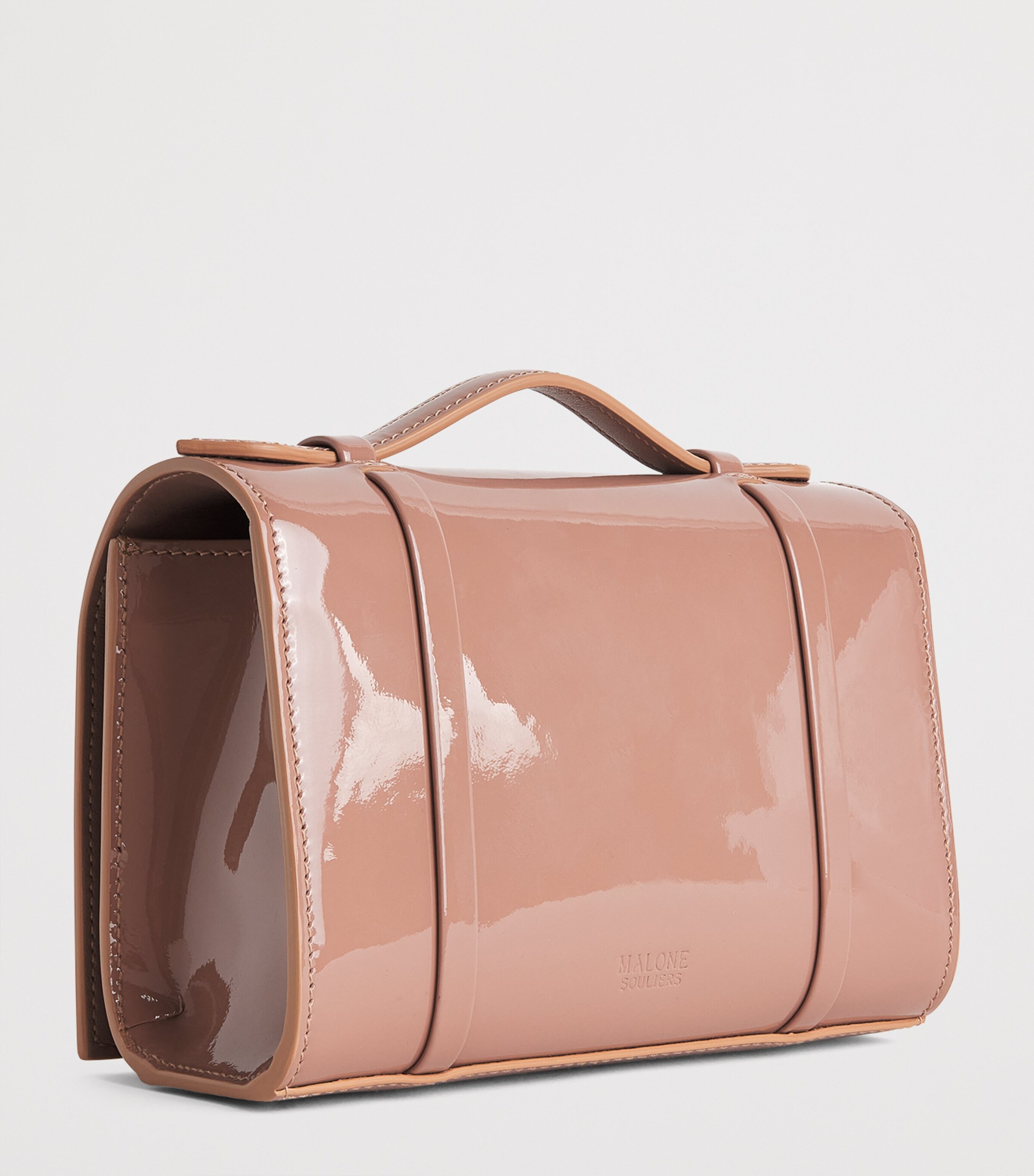 Malone Souliers Small Patent Leather May Top-Handle Bag Dove Image 3