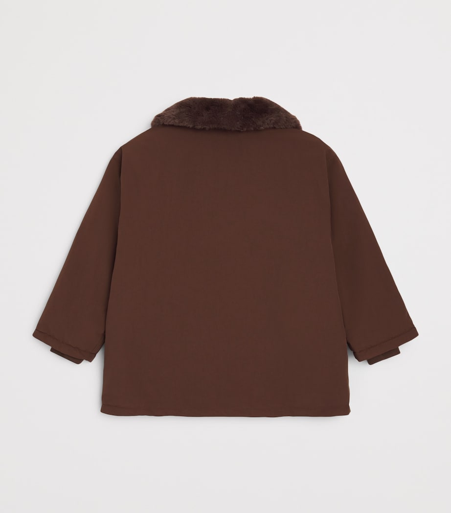 Mini Rodini Padded Parka with Faux Fur Collar (3-11 Years) Brown Image 2