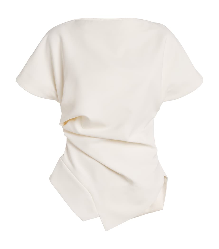 Draped Short-Sleeve Top 112 OFF WHITE Image 1