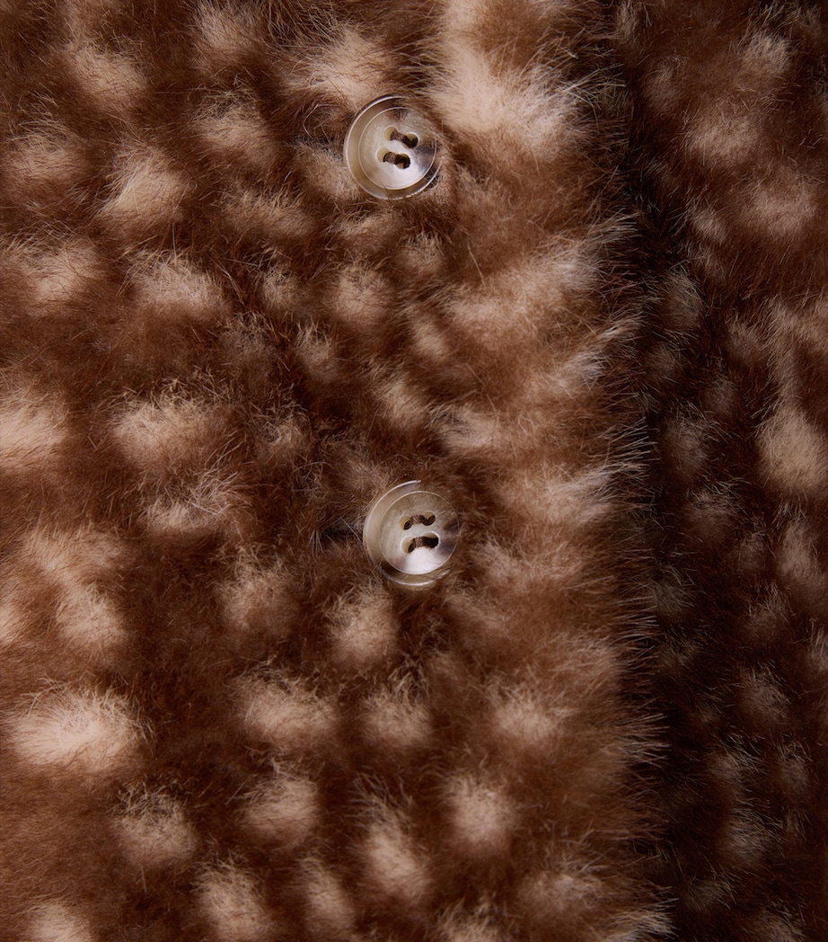 Bonpoint Faux Fur Deer Print Coat (6-18 Months) Caramel Image 4