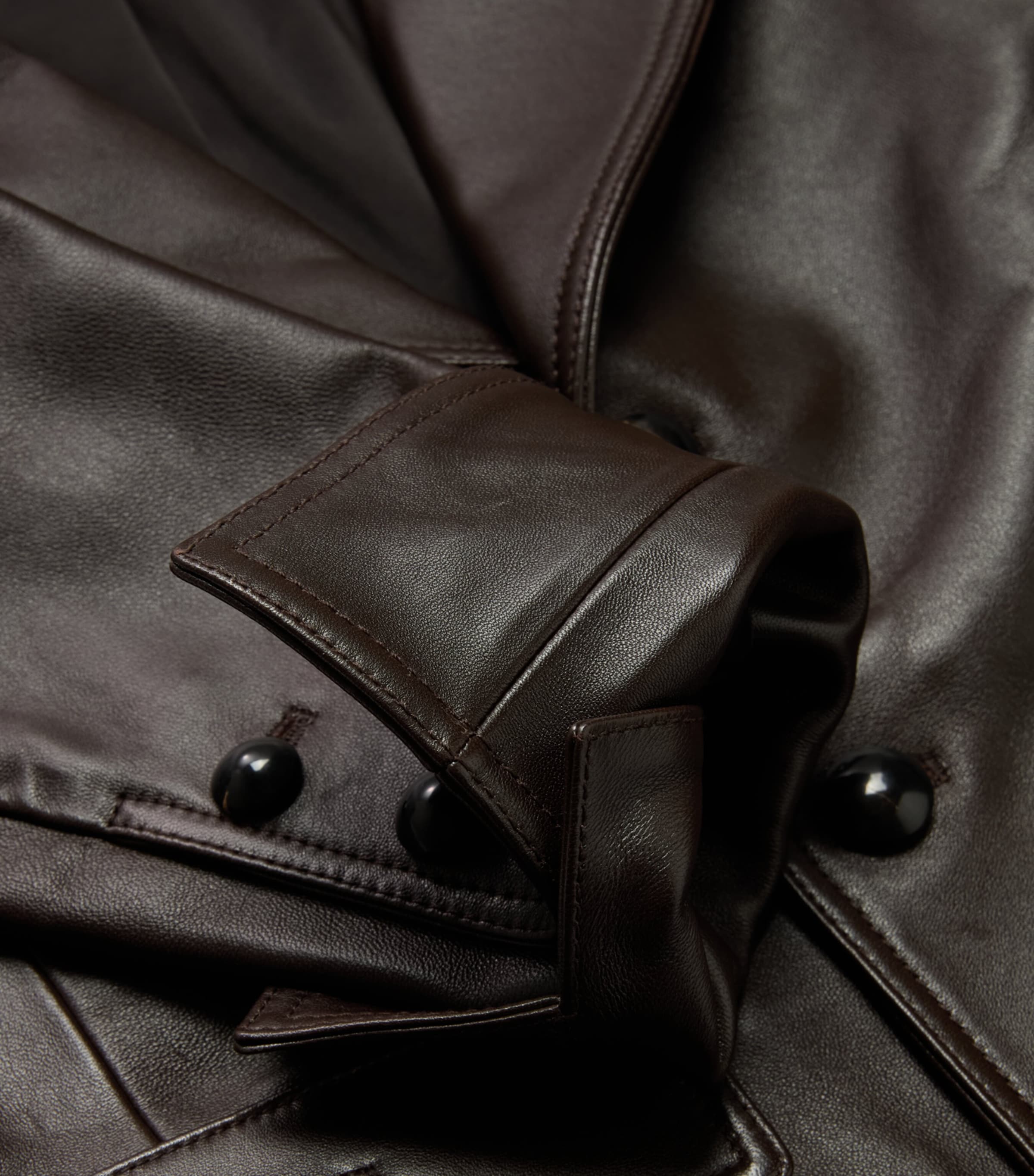 The Leather Cuffed Jacket DARK BROWN Image 2