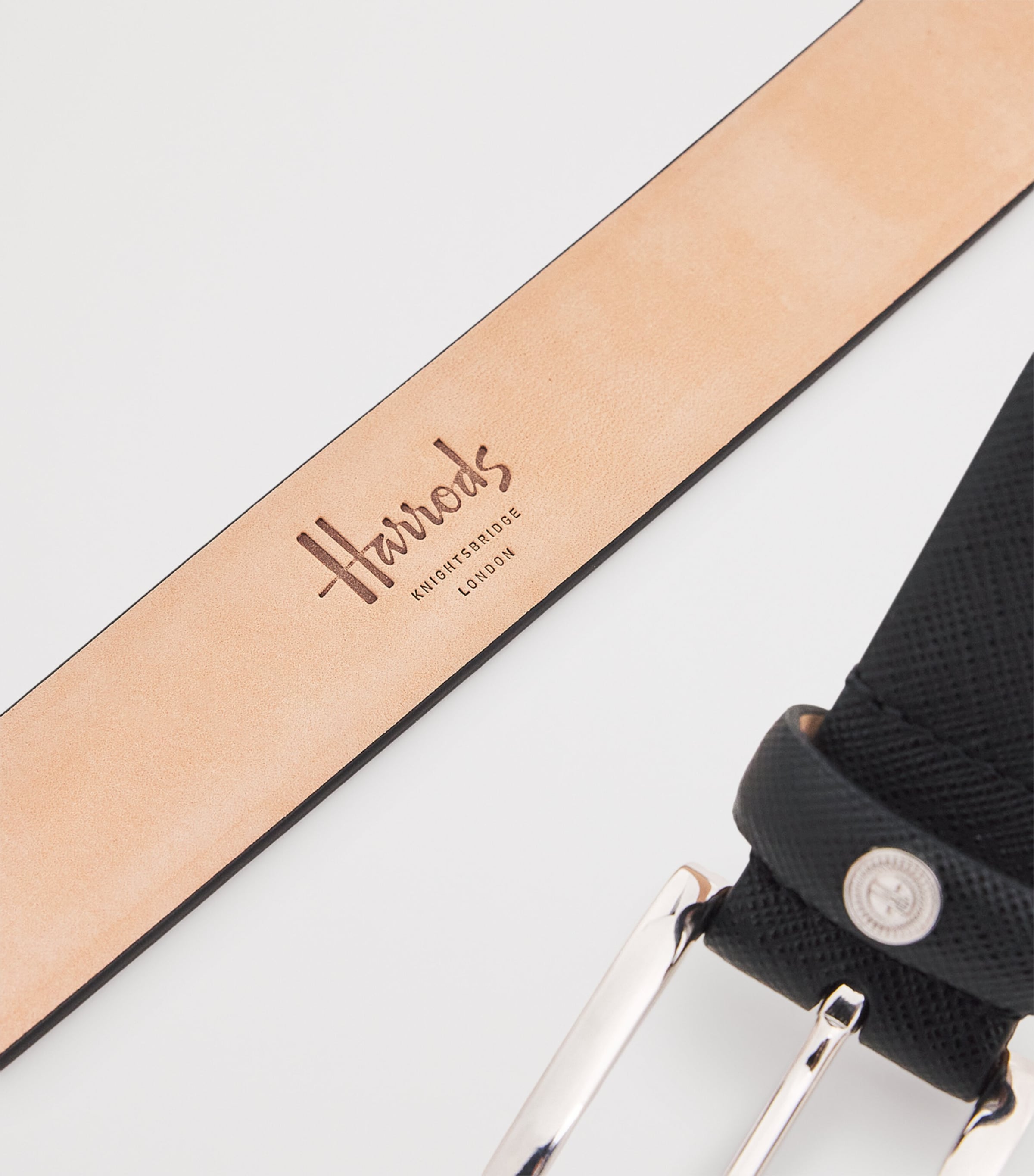 Harrods Saffiano Leather Logo Belt Black Image 5