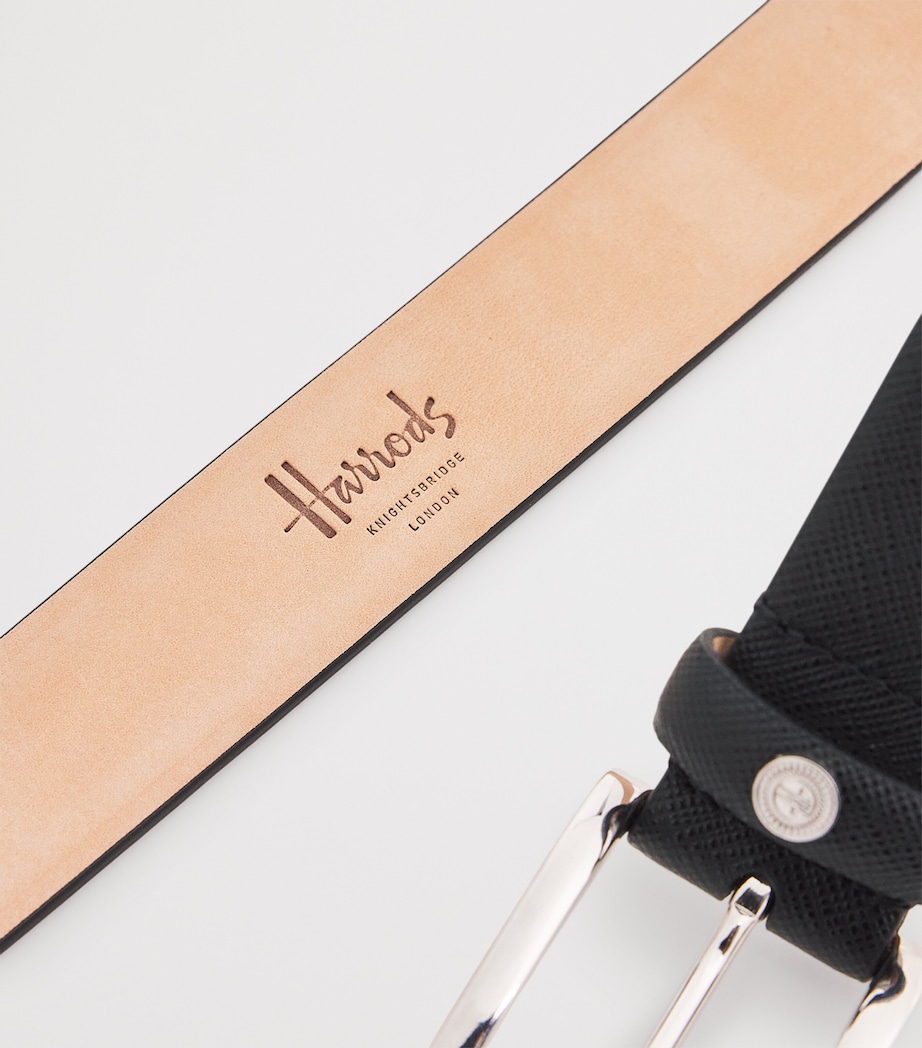 Harrods Saffiano Leather Logo Belt Black Image 5