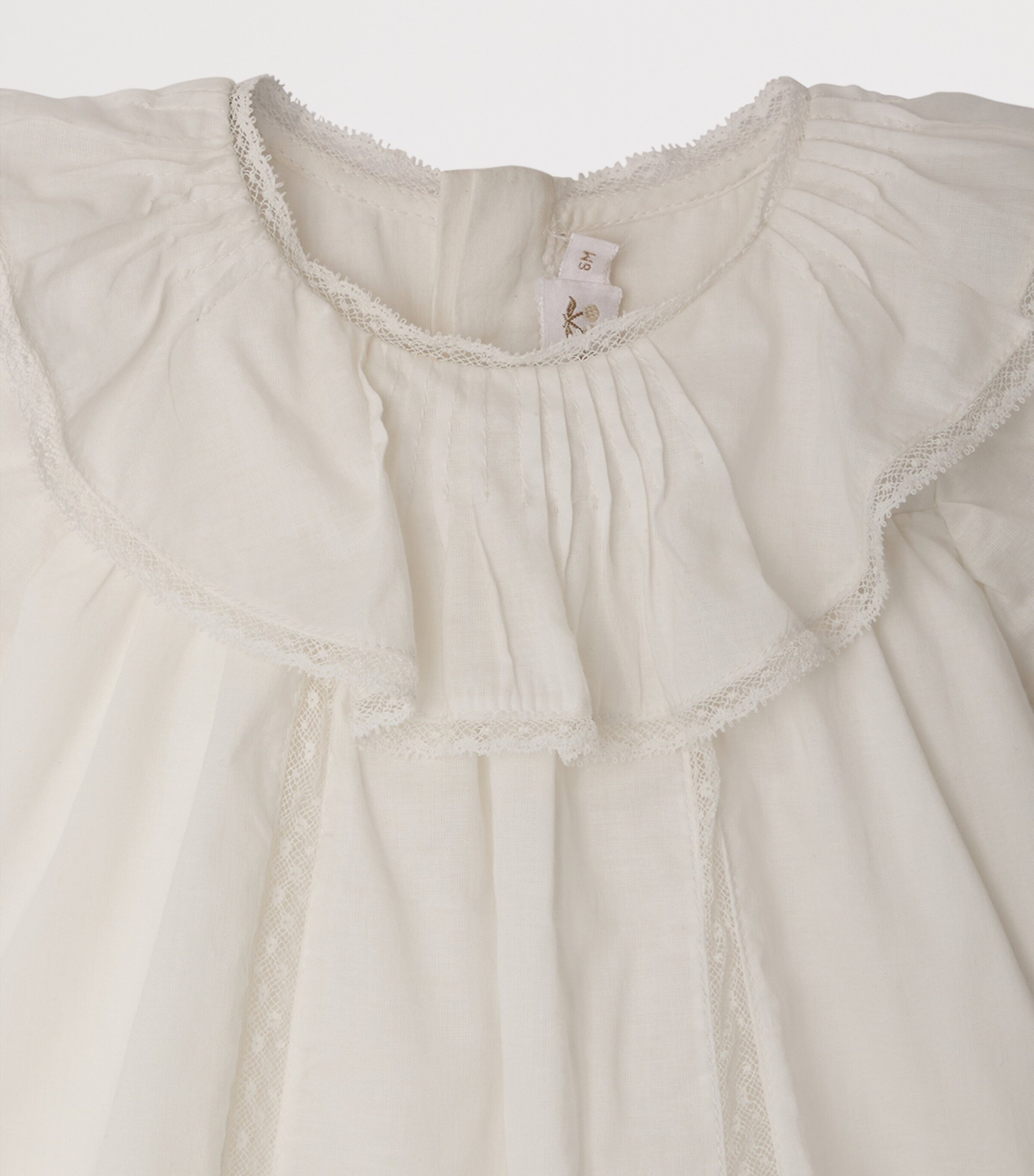 Bonpoint Cotton Lenou Dress and Bloomers Set (6-18 Months) Blanc Lait Image 3