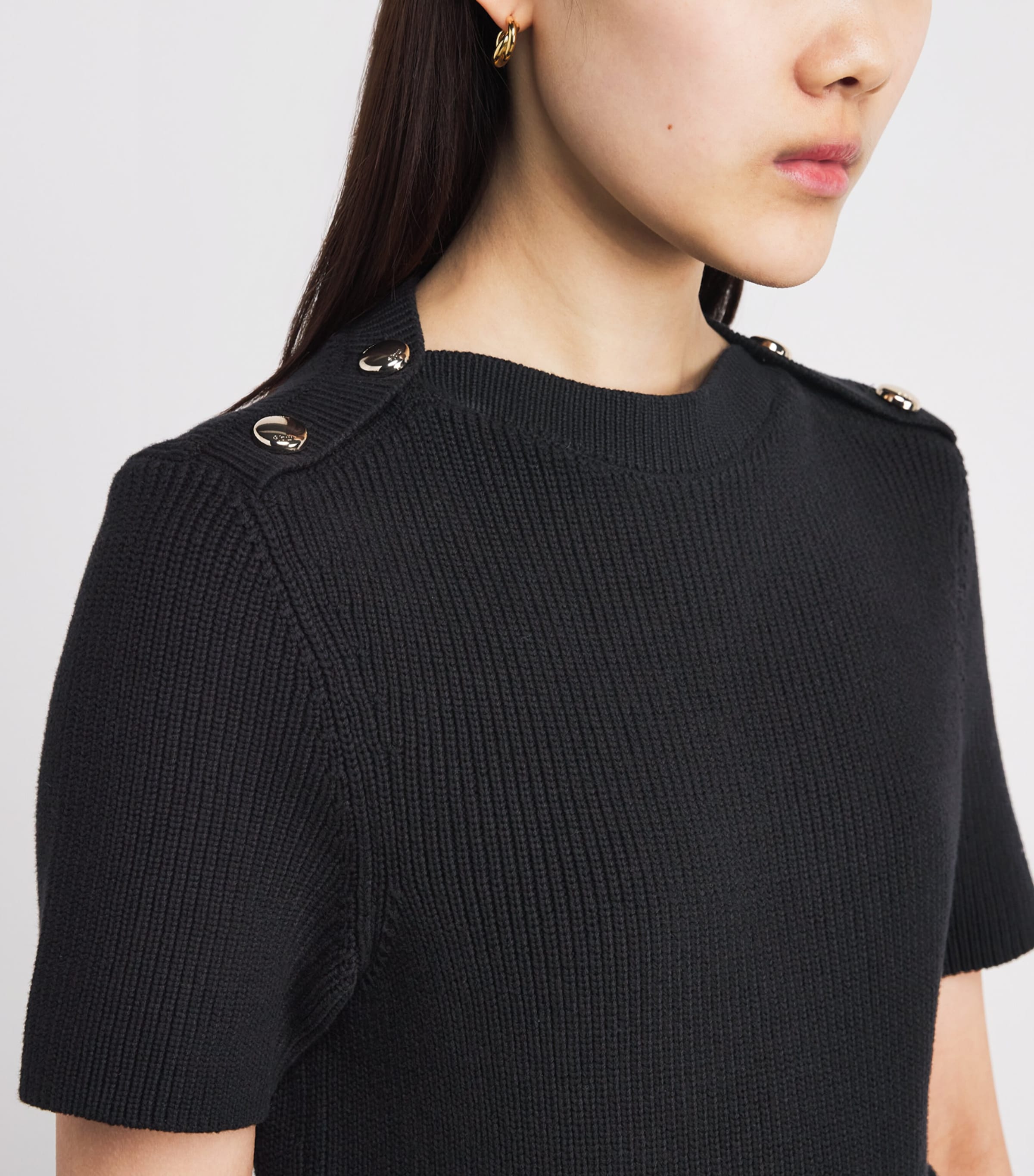 Cotton-Blend Rib Knit and Taffeta Mini Dress BLACK Image 6