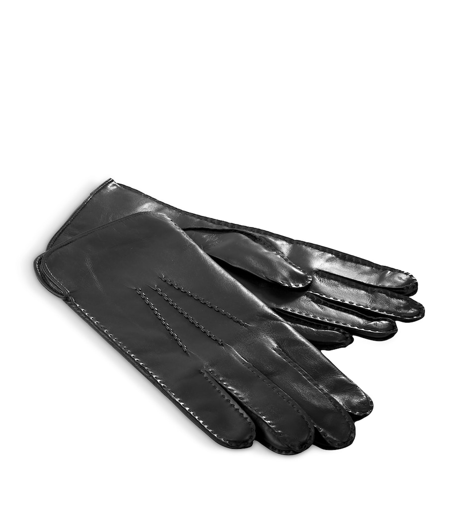 Men's Wool-Cashmere Lined Leather Gloves (Large) BLACK Image 3