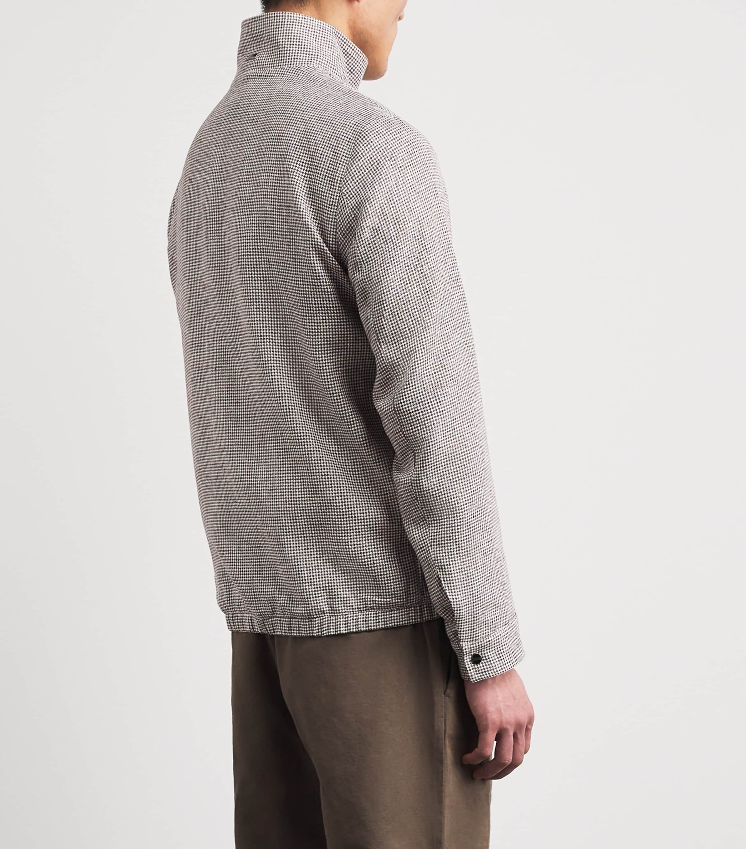 Linen-Blend Houndstooth Bomber Jacket MUD 8600 Image 5