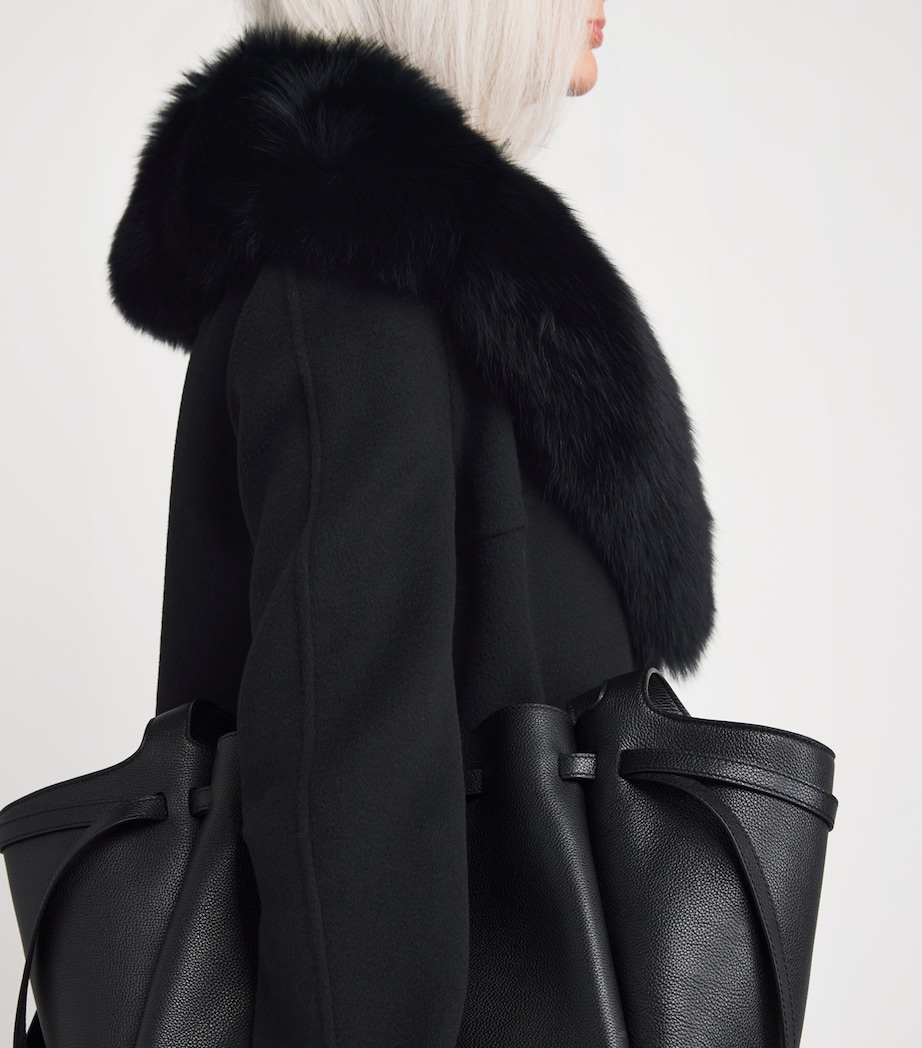 Wool-Cashmere Fur-Trim Coat C99 Image 4